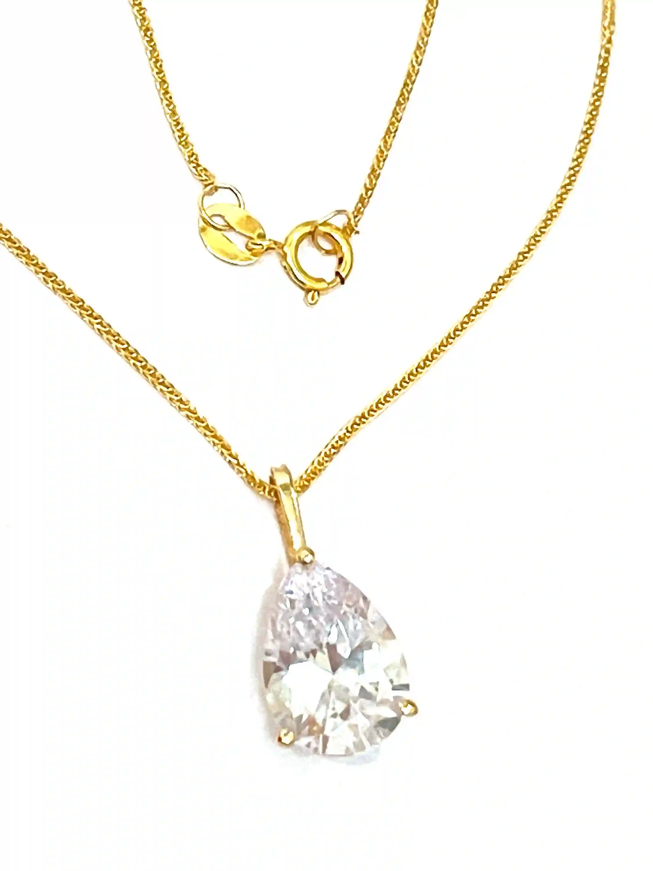 1.65ct SOLID 18k Gold Tear Drop Diamond Solitaire Pendant Pear Shaped Necklace Delicate Bridal Necklace Yellow Gold Pendant Handmade Jewelry 