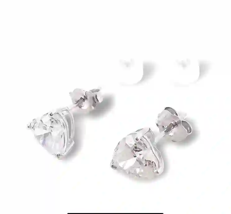 2 ctw Heart Earrings Diamond Studs 18k White Gold Earrings Heart Diamond Jewelry Bridal Earrings Heart Shape Diamond HANDMADE Christmas gift 