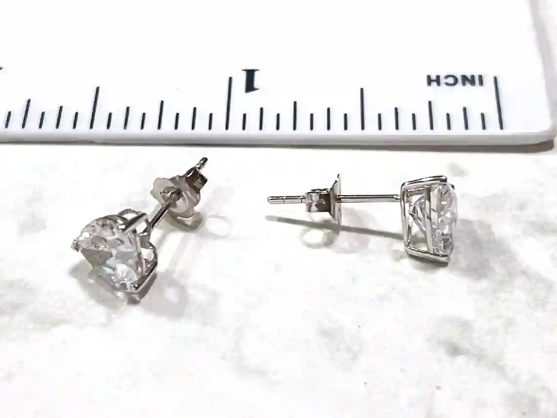 2 ctw Heart Earrings Diamond Studs 18k White Gold Earrings Heart Diamond Jewelry Bridal Earrings Heart Shape Diamond HANDMADE Christmas gift 