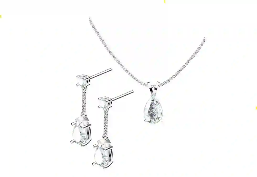 4ct Tear Drop Diamond Necklace Tear drop Diamond Earrings Diamond Jewelry SOLID 18k White GOLD Birthday Anniversary gift for her Graduation 
