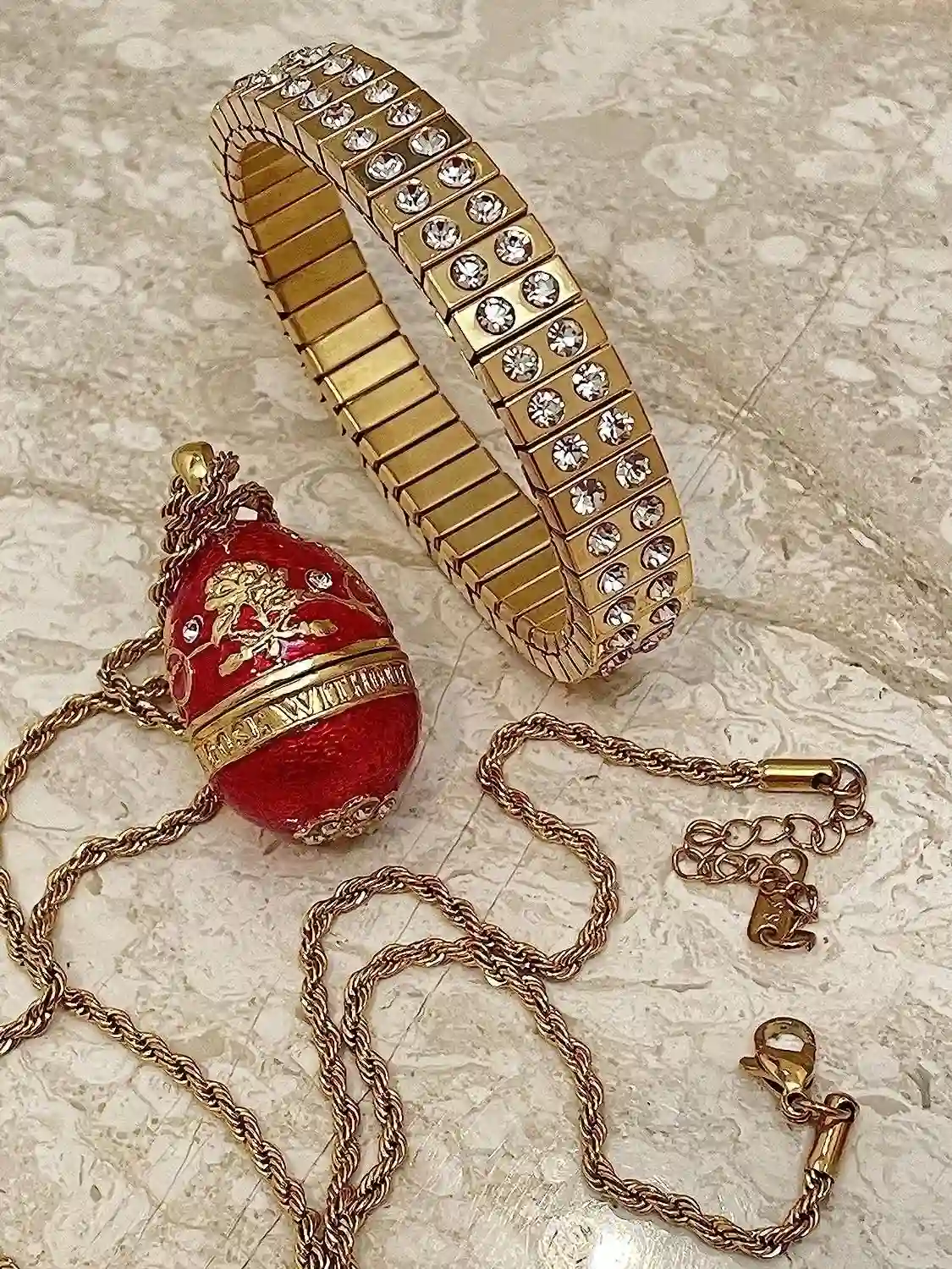 RUBY Red Faberge Egg - Faberge Jewelry - Faberge Egg Pendant & Bracelet - Fabrege Egg Jewelry Set HANDMADE 114 Austrian Diamond Crystals 