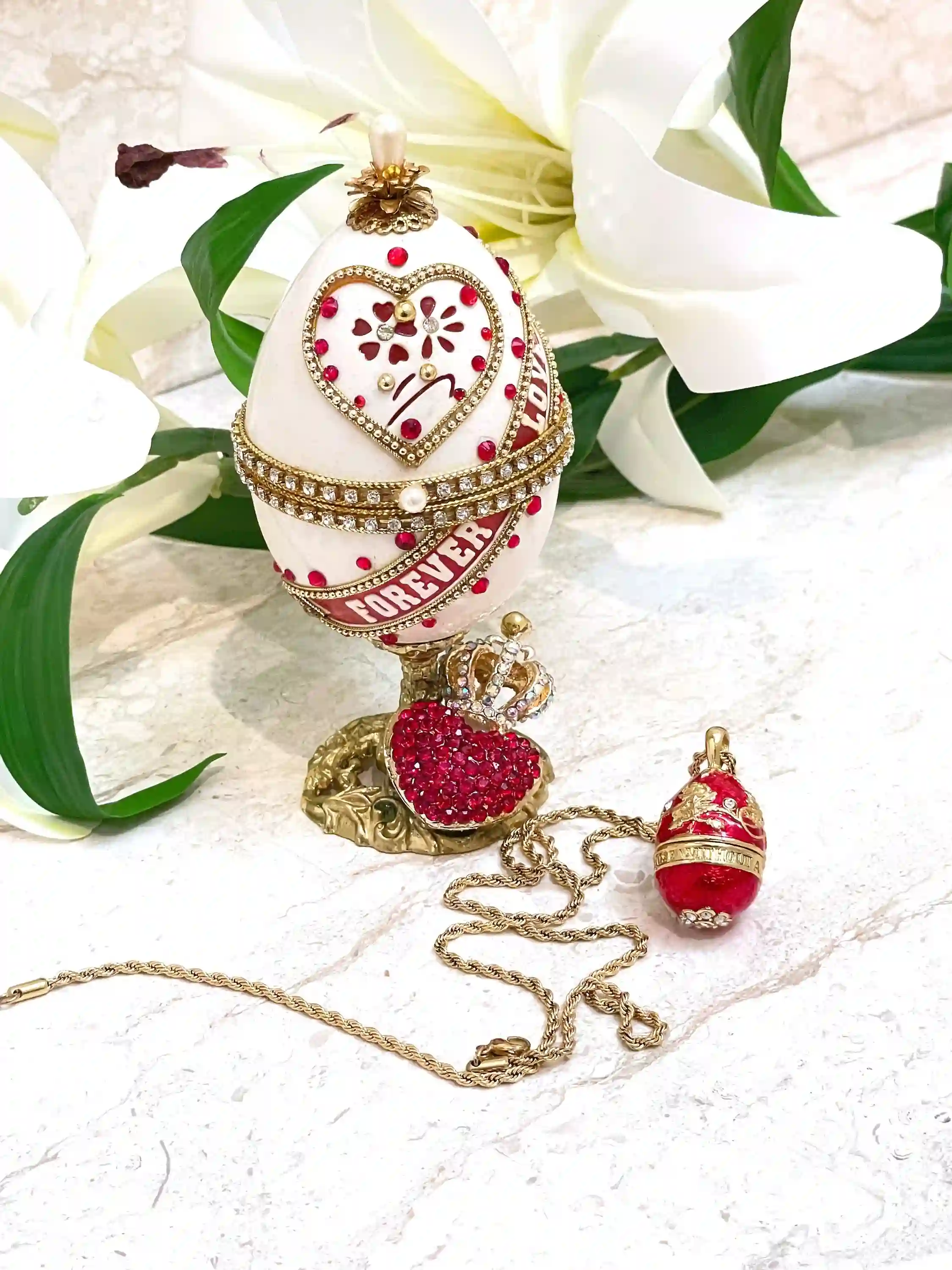 Musical Faberge egg Art, I Love You gift for Wife gift Ideas, 21 st Birthday gift from Dad, 21 Anniversary gift for her,24k Gold -Swarovski 