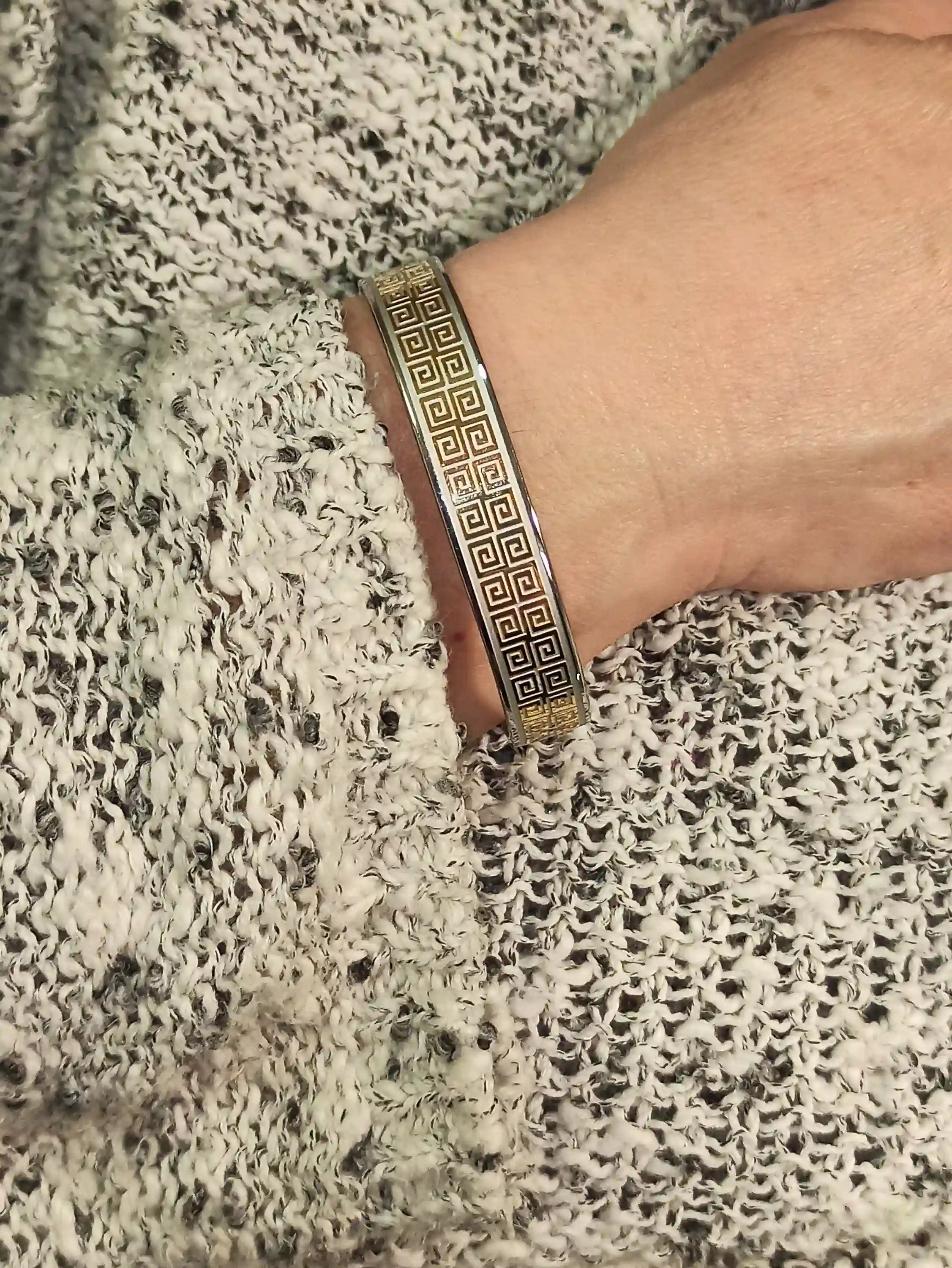 GREEK Bangle for women 24kt GOLD Meander Bracelet /Ancient Greek Jewelry Gift for Bride ETERNITY Jewelry for Women Bridesmaids Moms Sister 