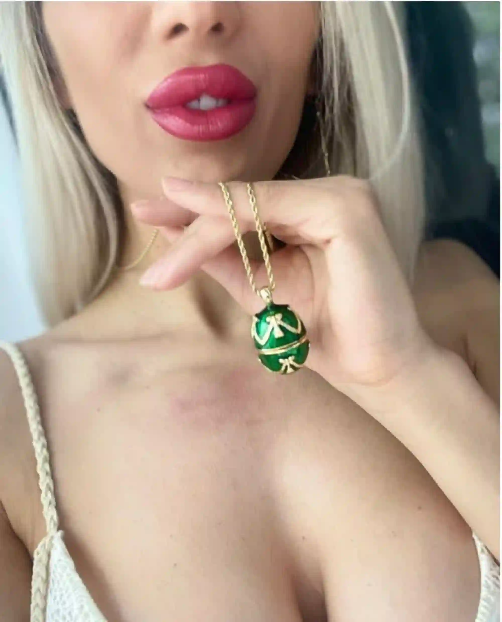 August Birthstone Birthday Gift For Her Faberge-Style egg NECKLACE & BRACELET Peridot Birthstone August Birth Jewelry 24k GOLD Designer Jewellery 