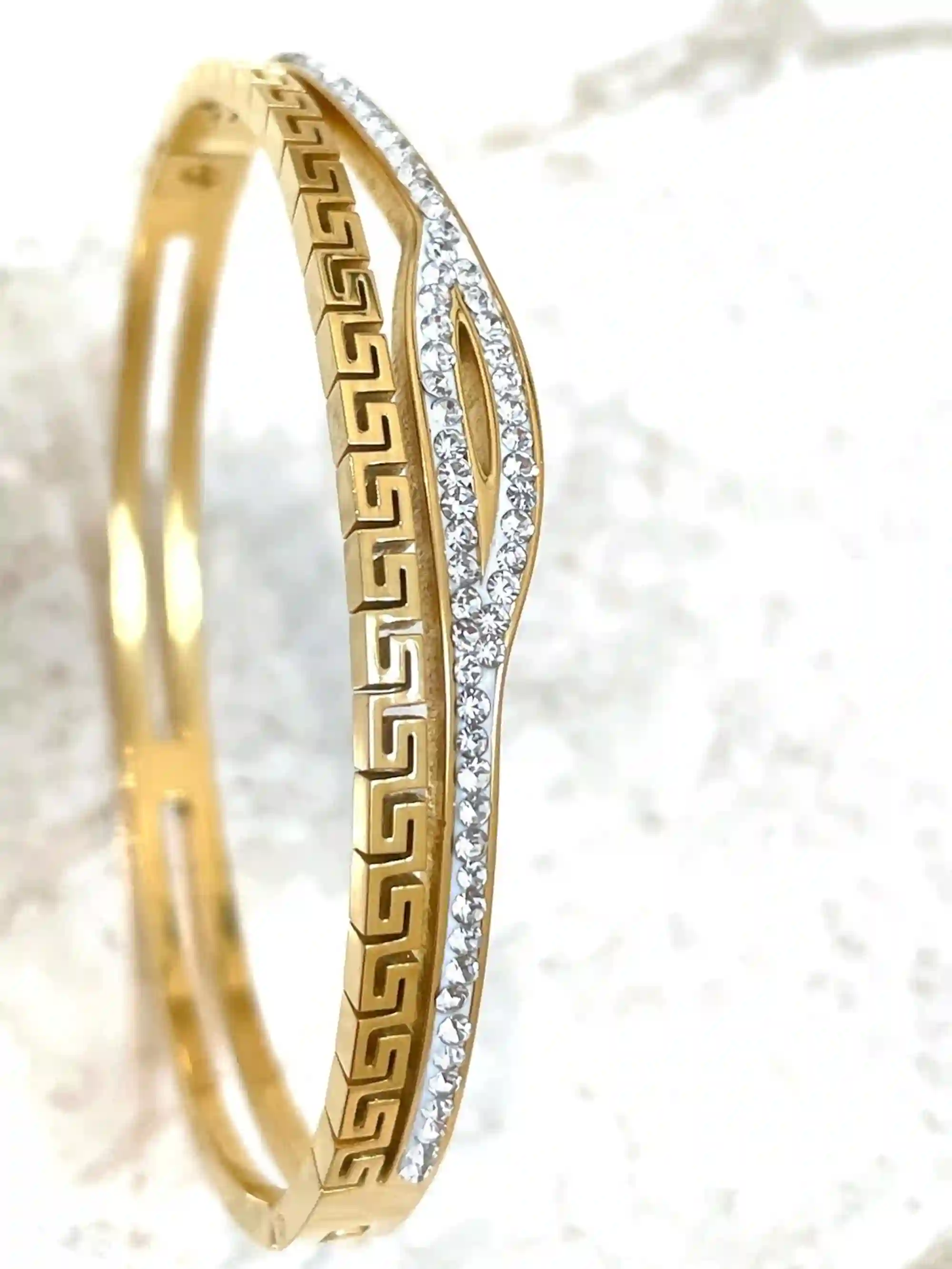 Designer Grecian Jewelry Pure Gold Vermeil Fine Greek key Bracelet Meander Bracelet Egyptian Jewelry Eye PROTECTION Bracelet Swarovski HMDE 