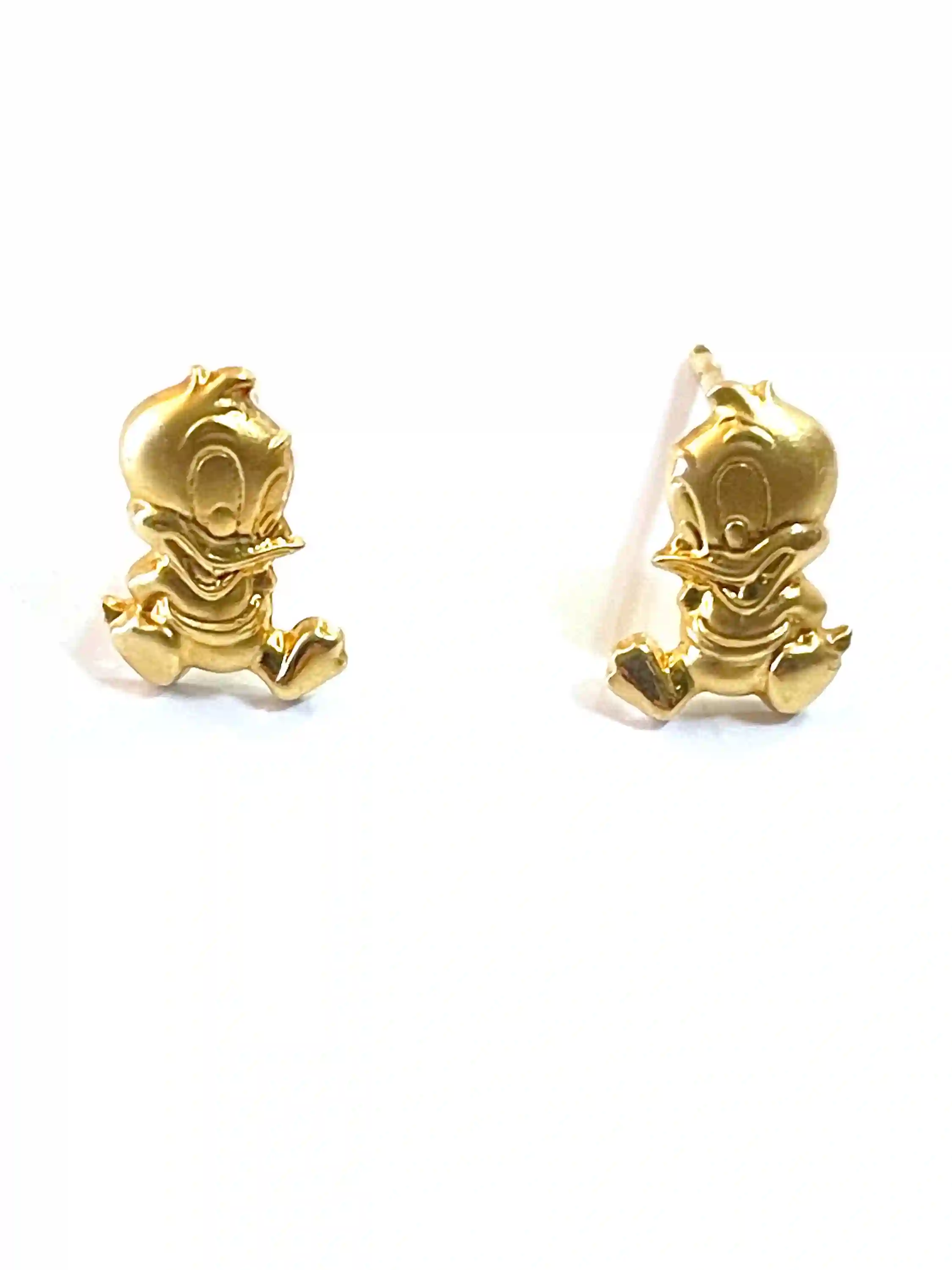 Vintage 2000 Original Donald Duck Earrings - Disney Jewelry - Donald Duck Stud Earrings - Unique Duck Earrings - 18k Solid Gold -Teen gift 