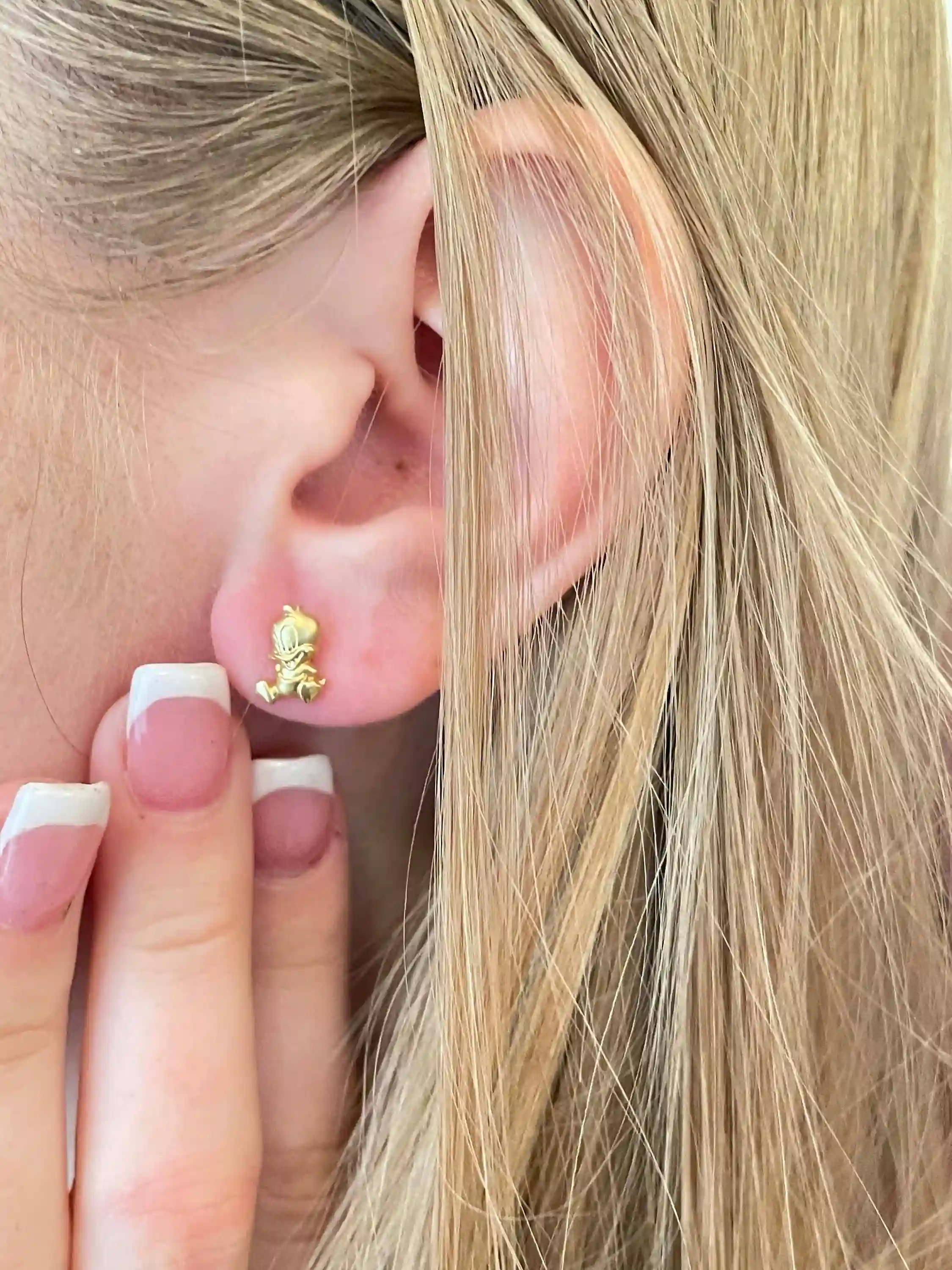 Vintage 2000 Original Donald Duck Earrings - Disney Jewelry - Donald Duck Stud Earrings - Unique Duck Earrings - 18k Solid Gold -Teen gift 