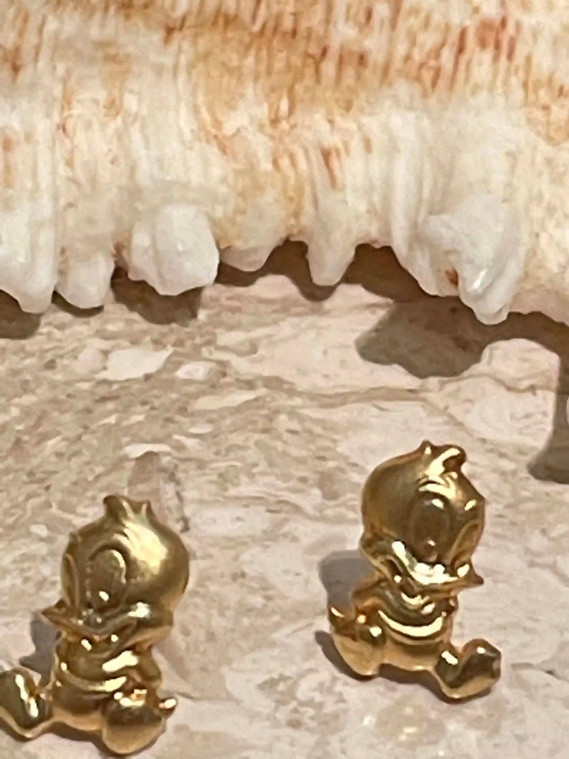 Vintage 2000 Original Donald Duck Earrings - Disney Jewelry - Donald Duck Stud Earrings - Unique Duck Earrings - 18k Solid Gold -Teen gift 