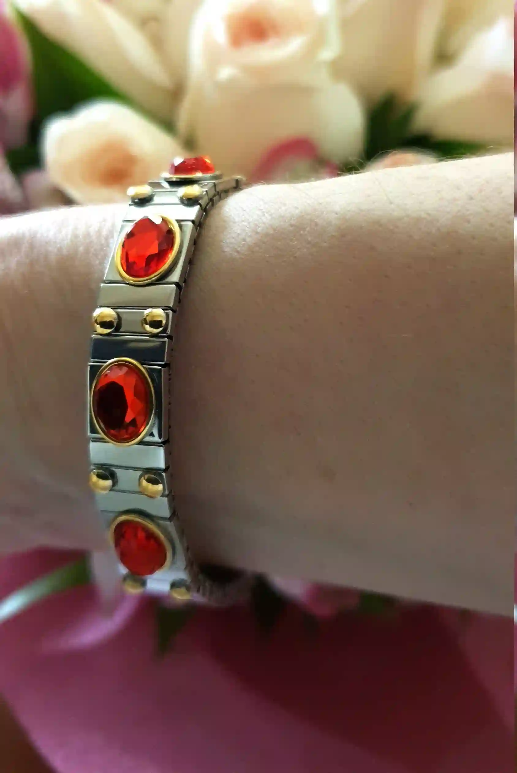 Ruby Red SWAROVSKI crystal bracelet bangle for women birthday gift/July birthstone stacking bracelet silver bangle BRACELET many colors 