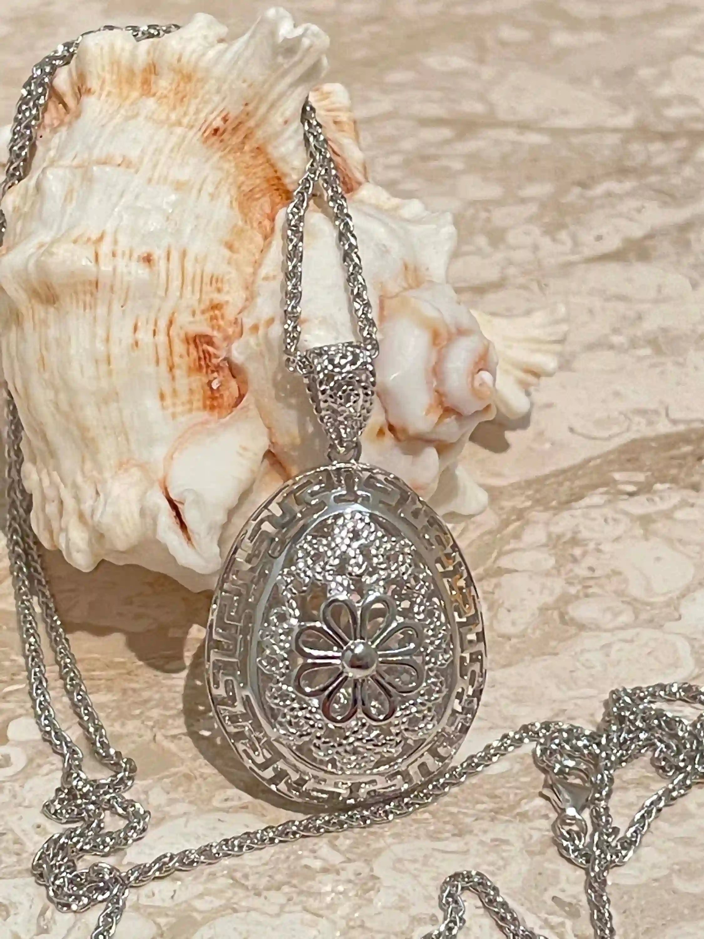 3 ct DIAMOND Handcrafted Jewelry Meander Silver Greek Key Necklace Meander pendant Diamond Necklace Faberge Egg SOLID Sterling SILVER 3carat 