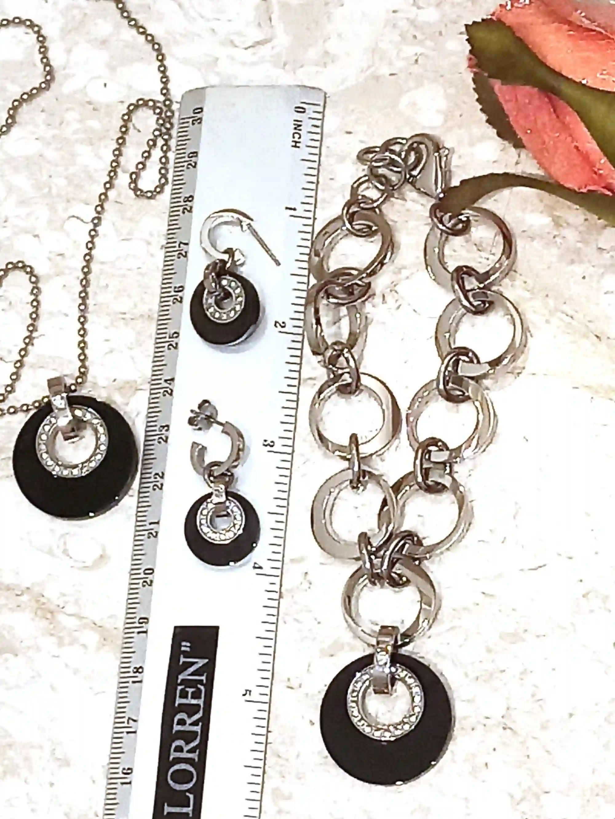 SILVER Designer Jewelry,Onyx Jewelry Set,Formal Necklace Bracelet Earring set,Graduation Jewelry gift for her,Graduation Day gift,Grad gifts 