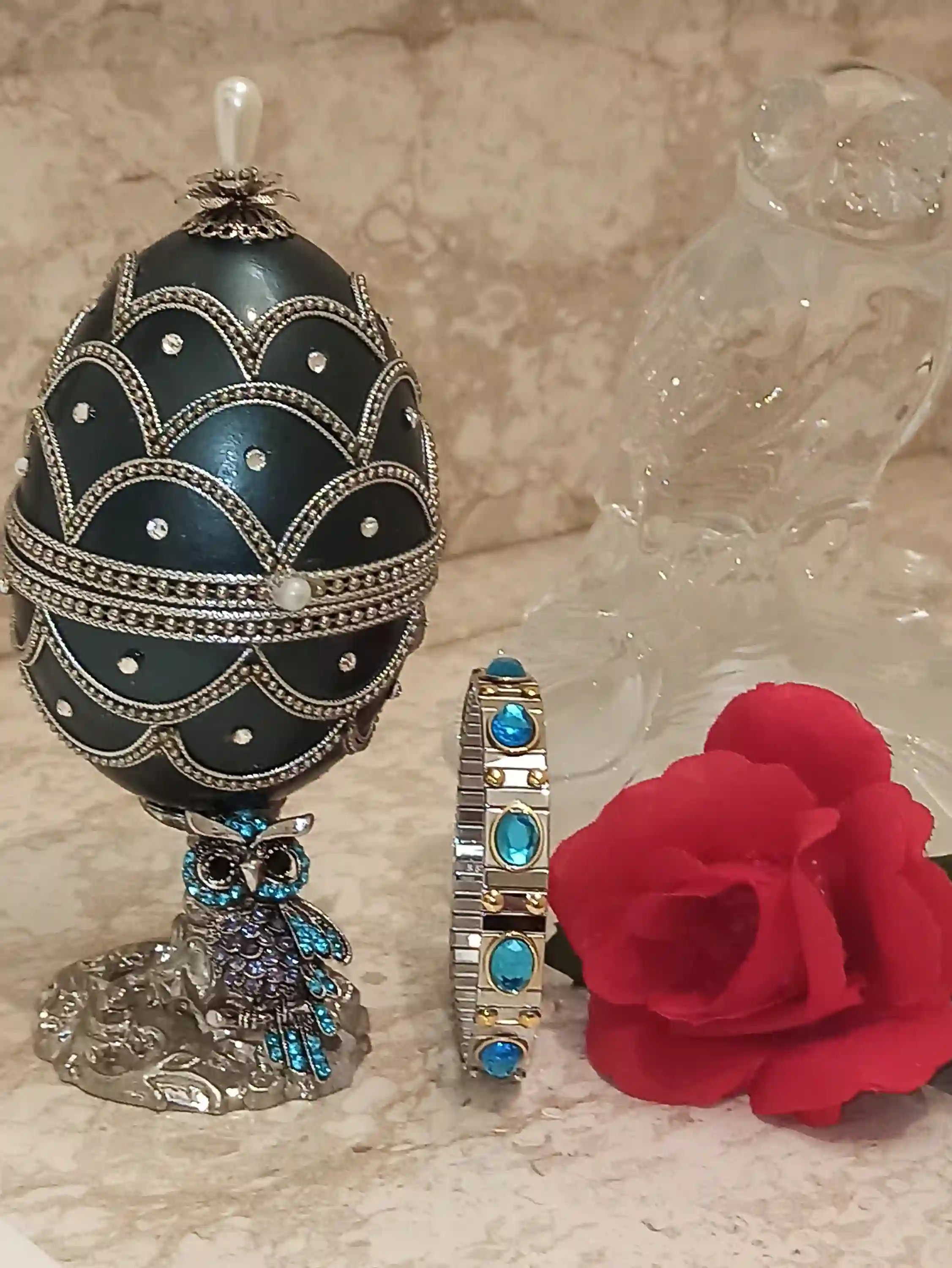 Christmas Gift for women Mom Wife Mother Her Sister Xmas Gift /ONLYONEOF/Musical Faberge Egg, Austrian Crystal Diamonds Real Egg Jewelry Box 
