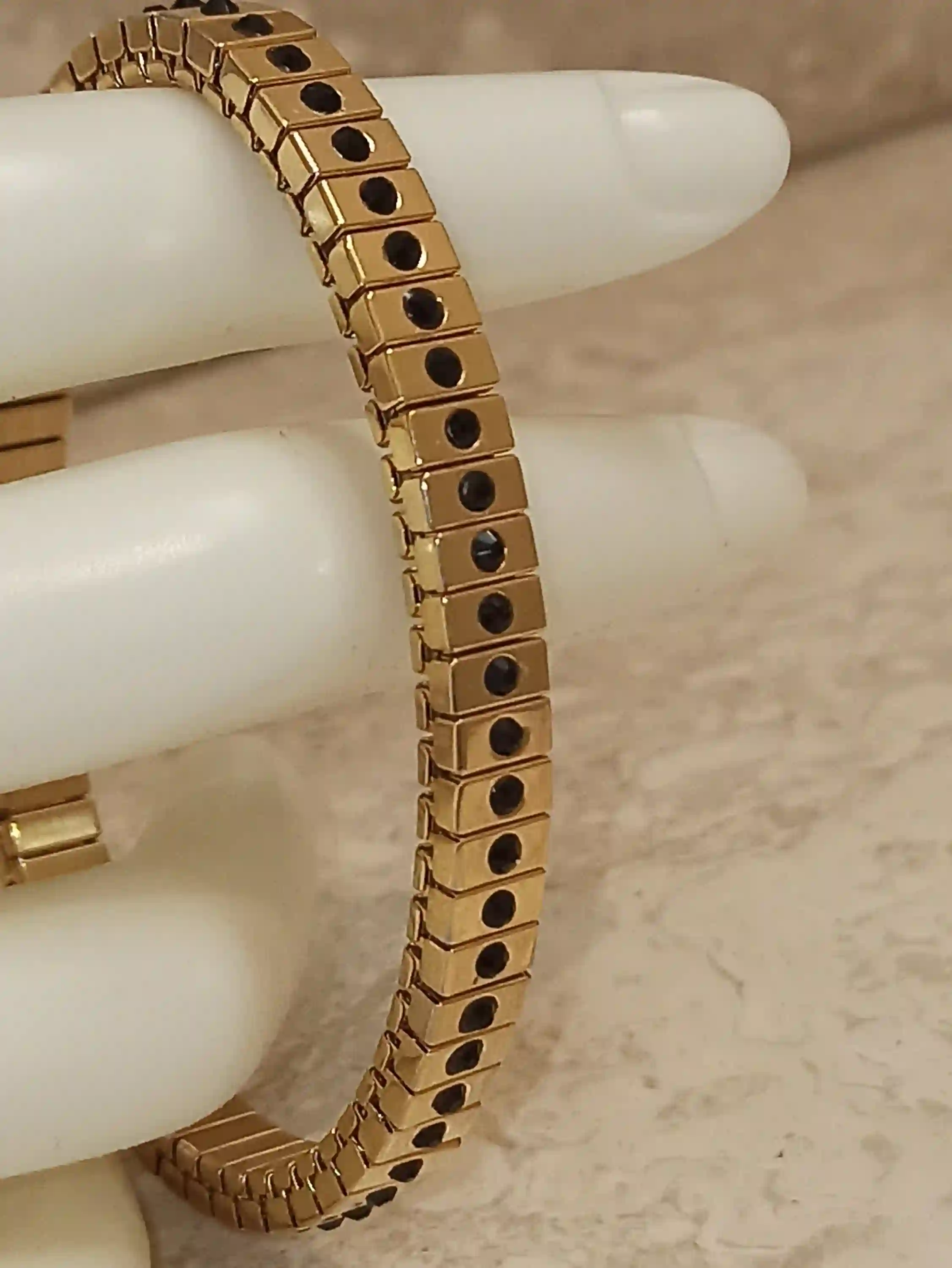 24k Gold Jet Black Swarovski bangle bracelet,24K GOLD plated bracelet,Fine jewellery,1.2ct,Formal bracelet,Stack Bangle,Onyx,Minimal Jewelry 