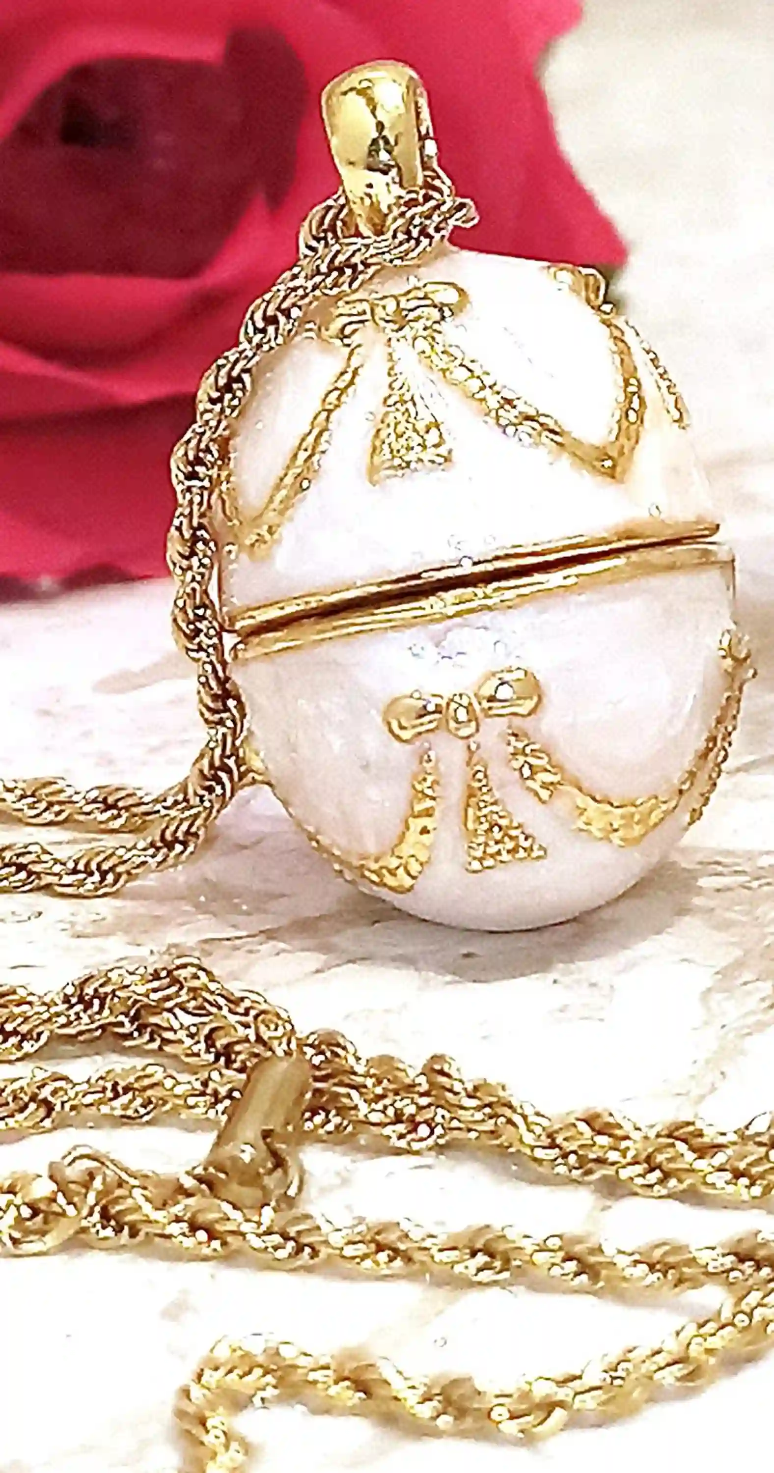 Designer Faberge Egg Necklace Pendant Faberge Egg style Enamel egg Faberge Eggs Pendant + Bracelet Austrian Crystal 24k Christmas Mom gift 