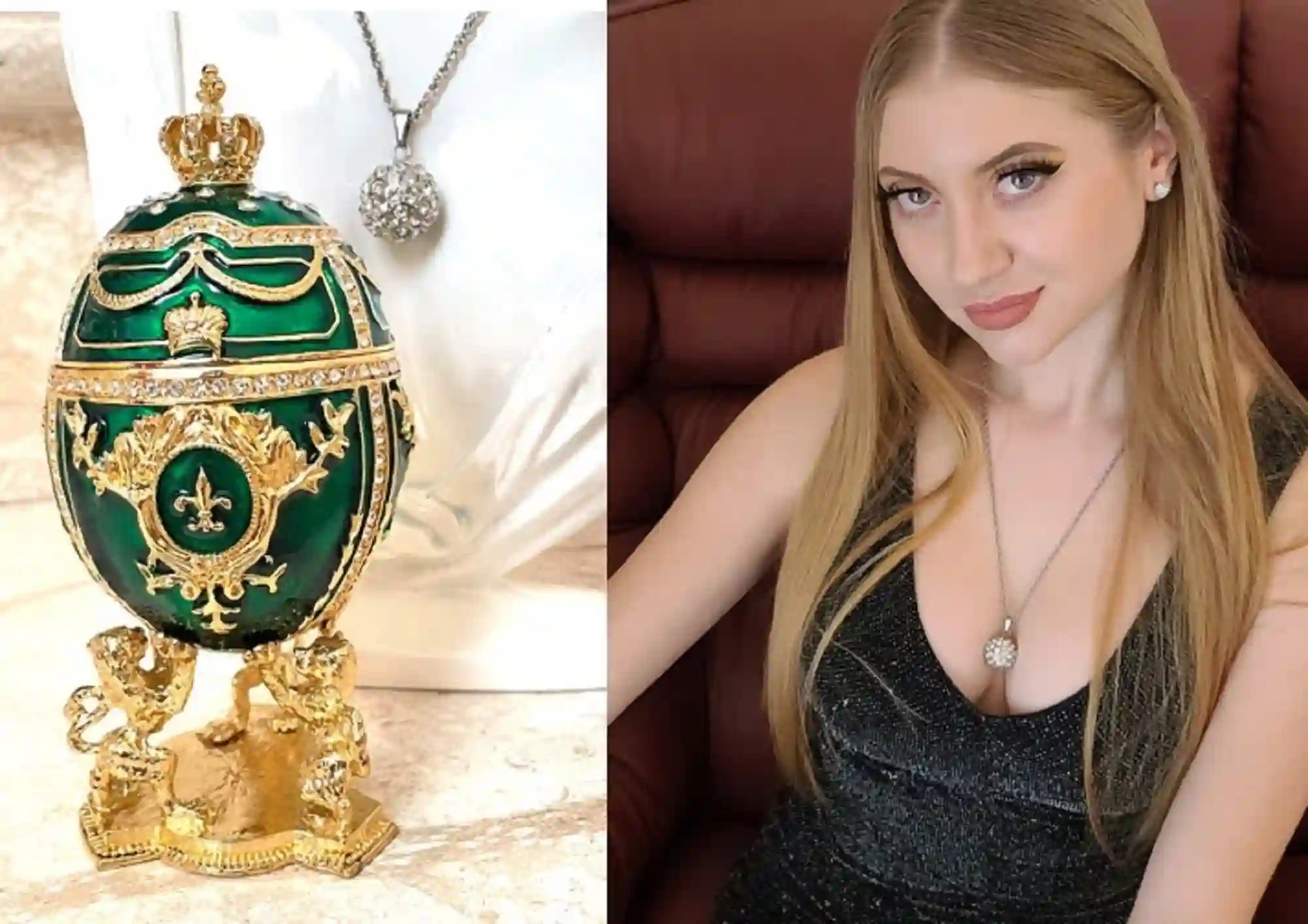 Stunning Faberge Egg Green Handmade Gift for her - Home Decor Gift for women - Faberge Egg Trinket Faberge egg Unique Jewelry Box Bday Gifts 