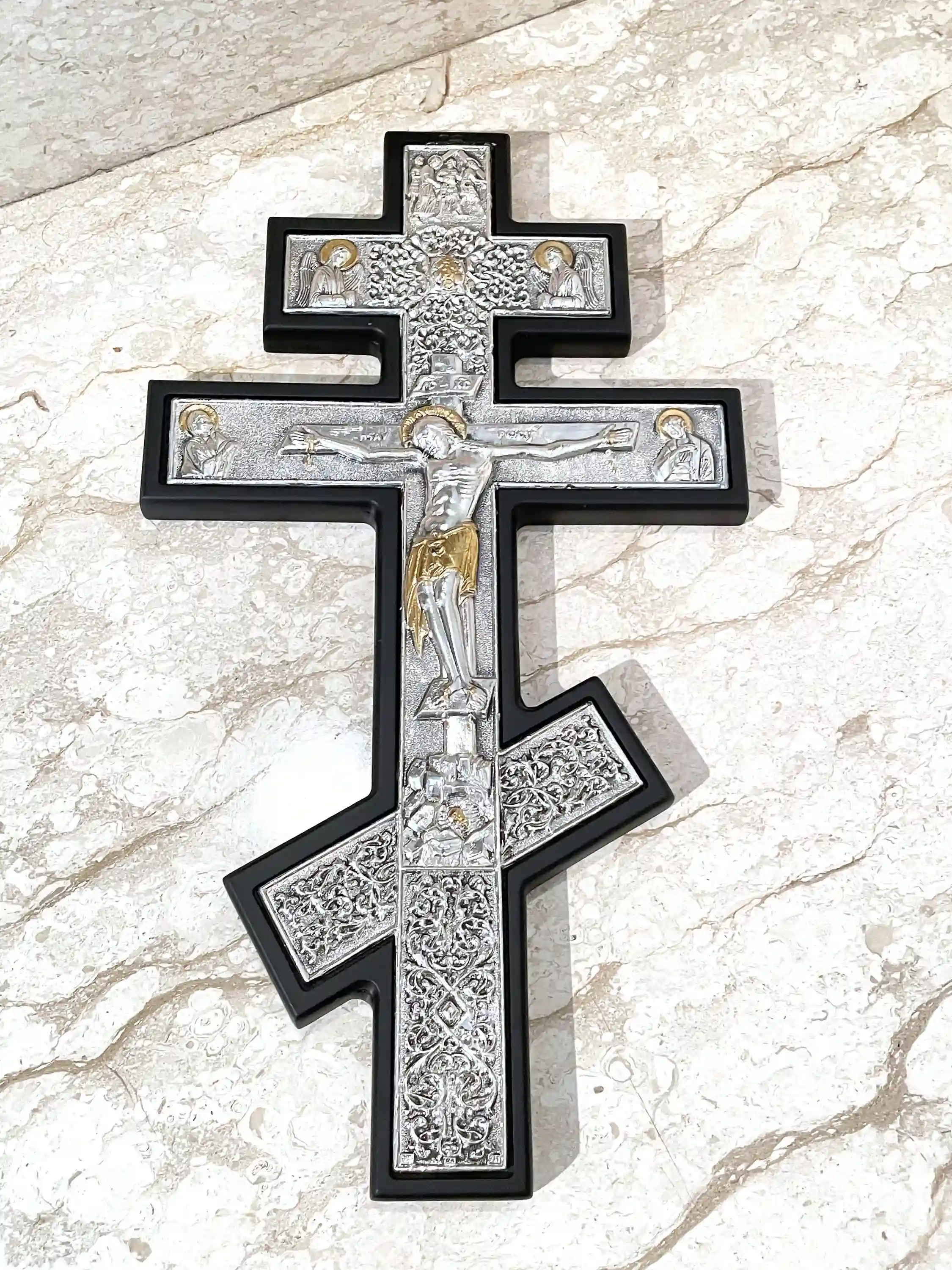 1990 Vintage ORIGINAL Mount Athos Russian Orthodox Cross Crucifix Byzantine Cross SOLID Sterling Silver Crucifix for Wall Cross Christian 