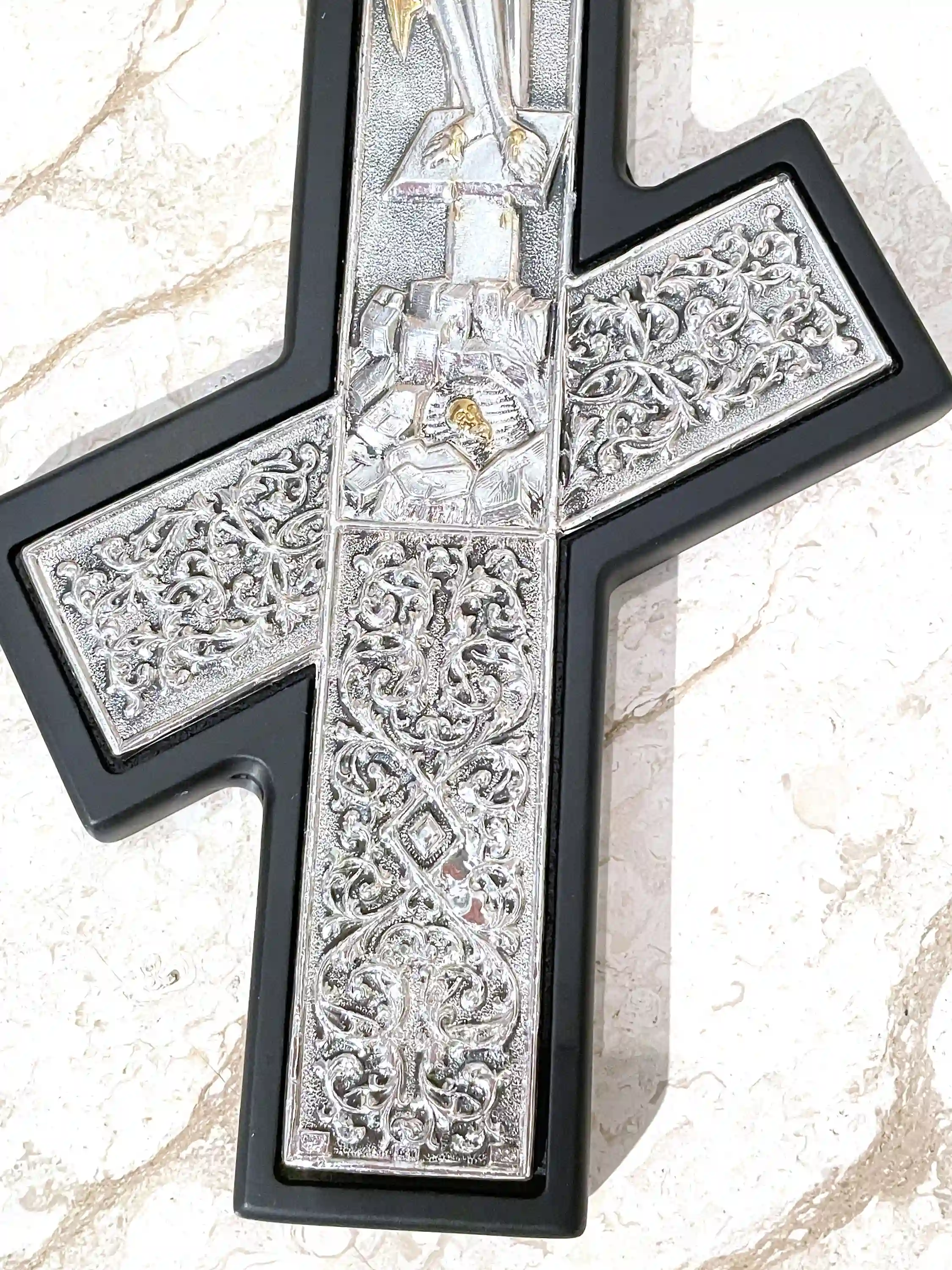 1990 Vintage ORIGINAL Mount Athos Russian Orthodox Cross Crucifix Byzantine Cross SOLID Sterling Silver Crucifix for Wall Cross Christian 