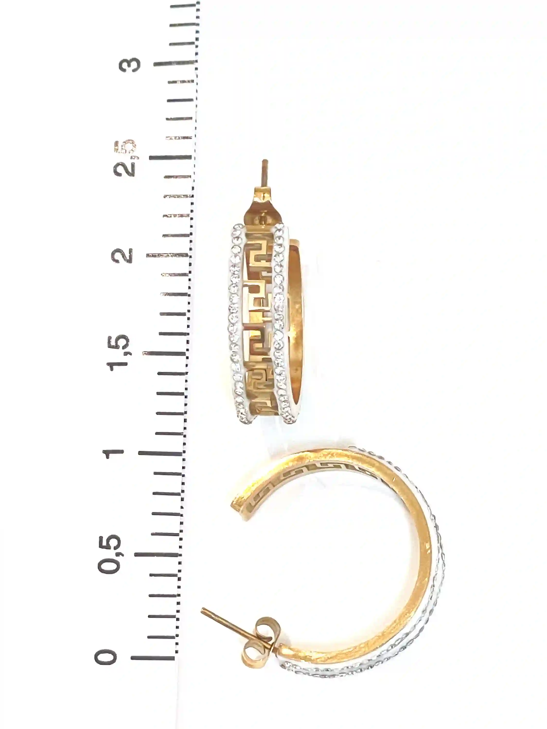 18k Yellow Gold Greek Key Design Diamond Meander Earrings Greek Key Hoop Earrings Greek Key Pattern Jewelry 136 Austrian Crystal Diamonds 
