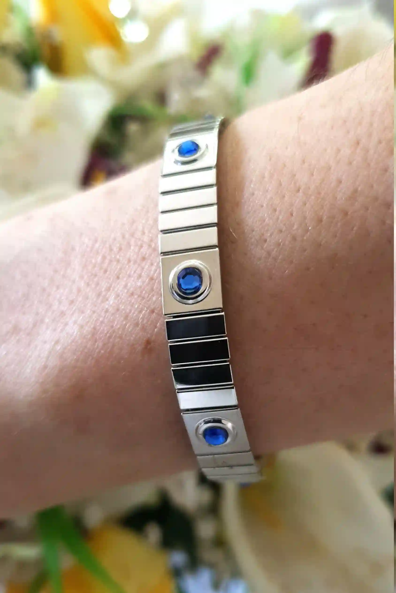 Unisex Silver Sapphire bracelet /Couples Bracelet Gift/Father Daughter Bracelet/His her Bracelet/Bracelet for best friends/His Hers Bracelet 