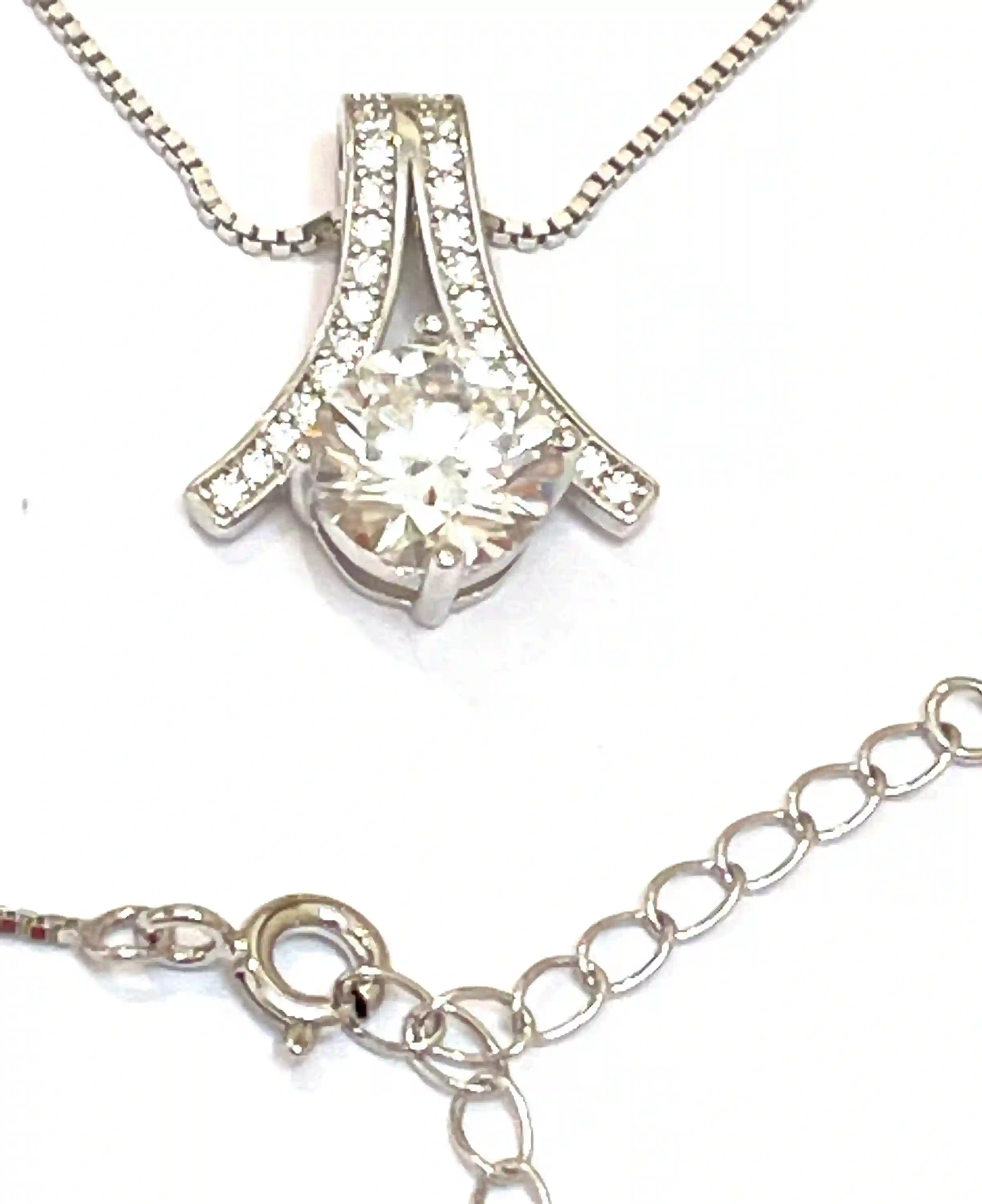 Pillar Of LIGHT 2 carat DIAMOND Solitaire Pendant Lab Created Diamond Necklace Moss Round Diamond Jewelry Certified Mom Anniversary Birthday 