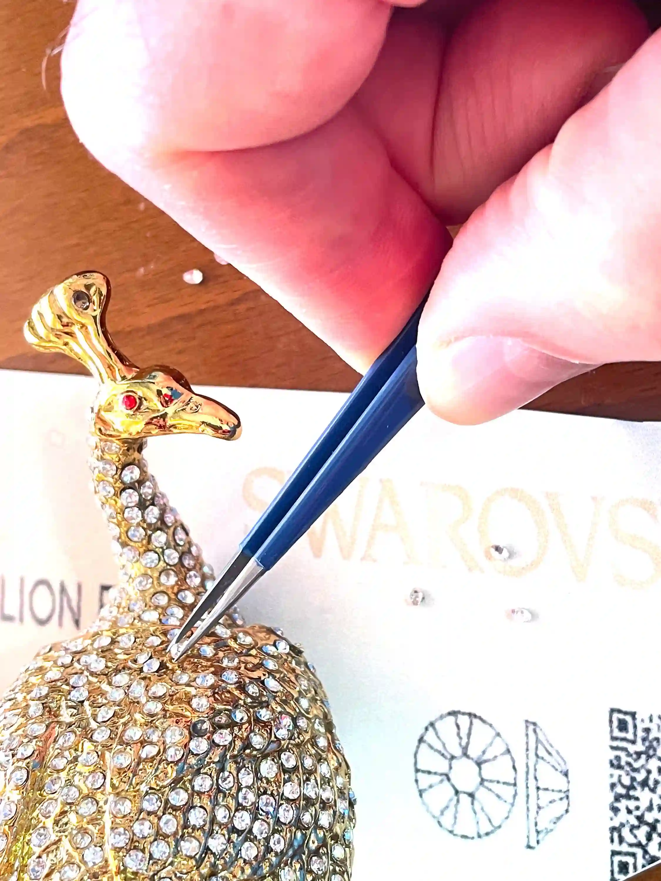 Antique Unique 21st Birthday gift 24k GOLD Large Peacock Lover gift Faberge Egg Handmade Jewelry box 840 Swarovski Diamond Handset 2003 Bday 