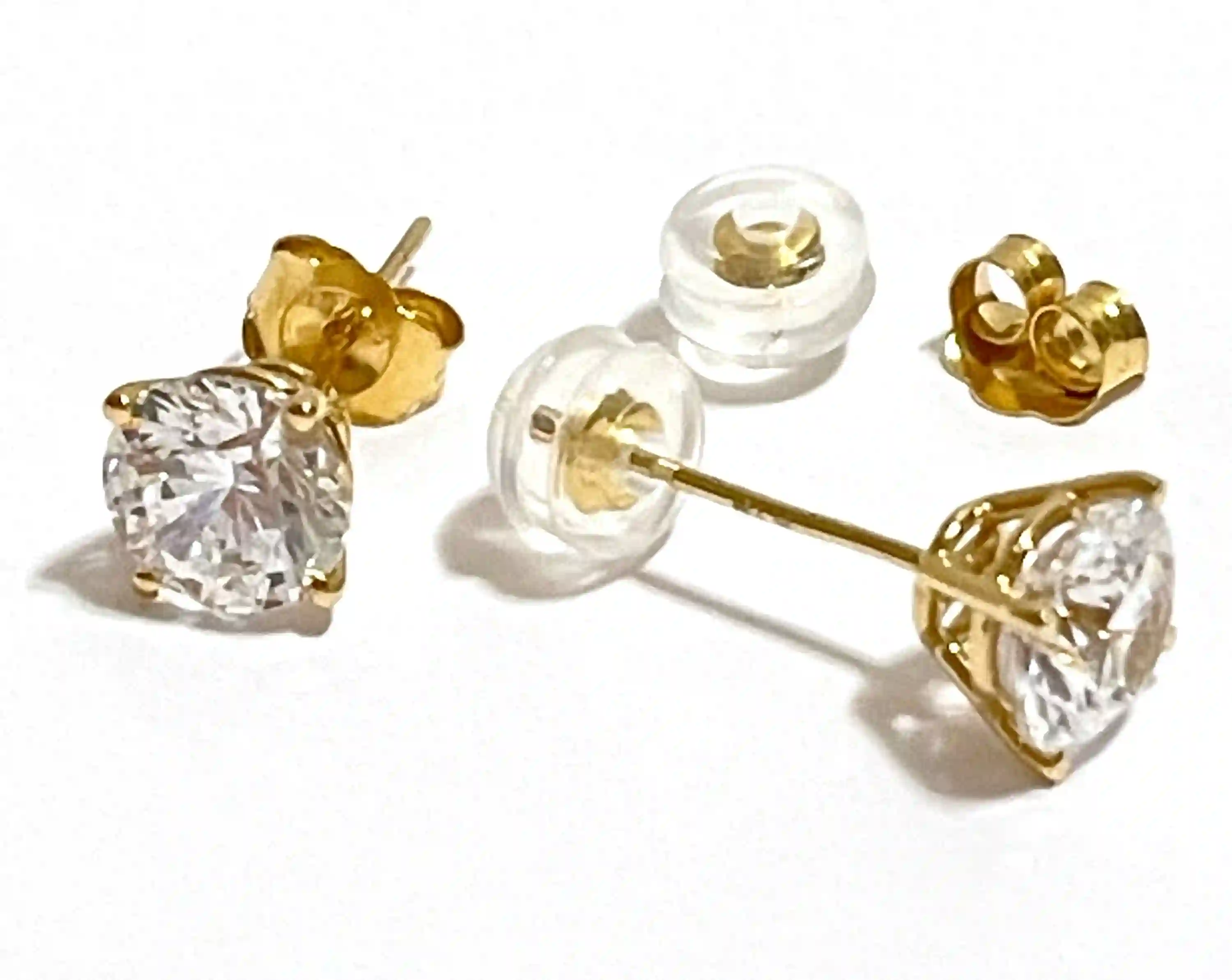 Solid 18kt Gold Designer Earrings Studs 2 carat Diamond Solitaire White Gold Earrings 6.5mm Round Diamond Studs - HANDMADE Diamond Jewelry 