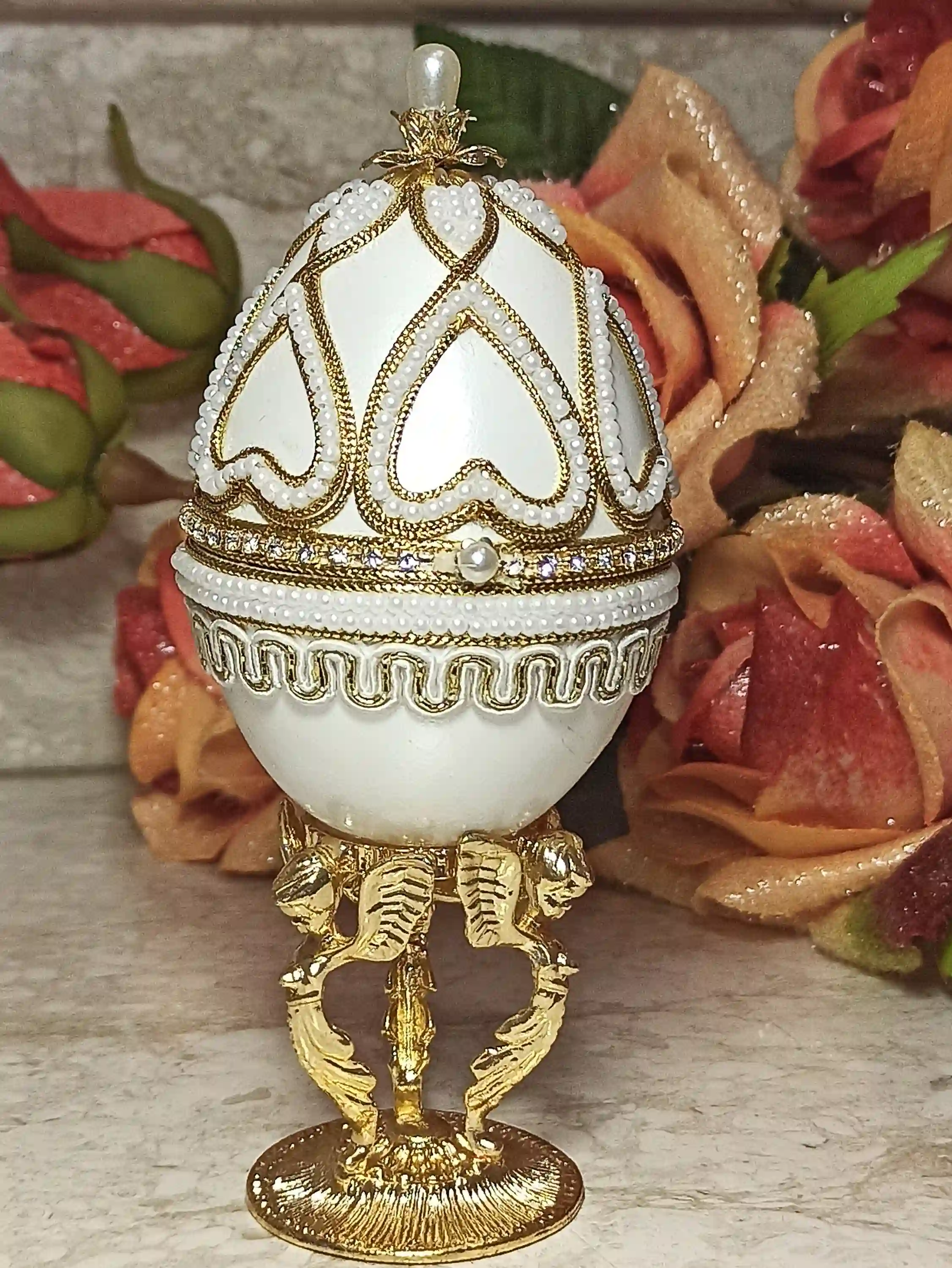 Guardian Angels NATURAL Egg FABERGE Music Jewelry Box Home Protection Moving Away Communion Confirmation 16th 18th 21st 30th 40th 50th Gifts 