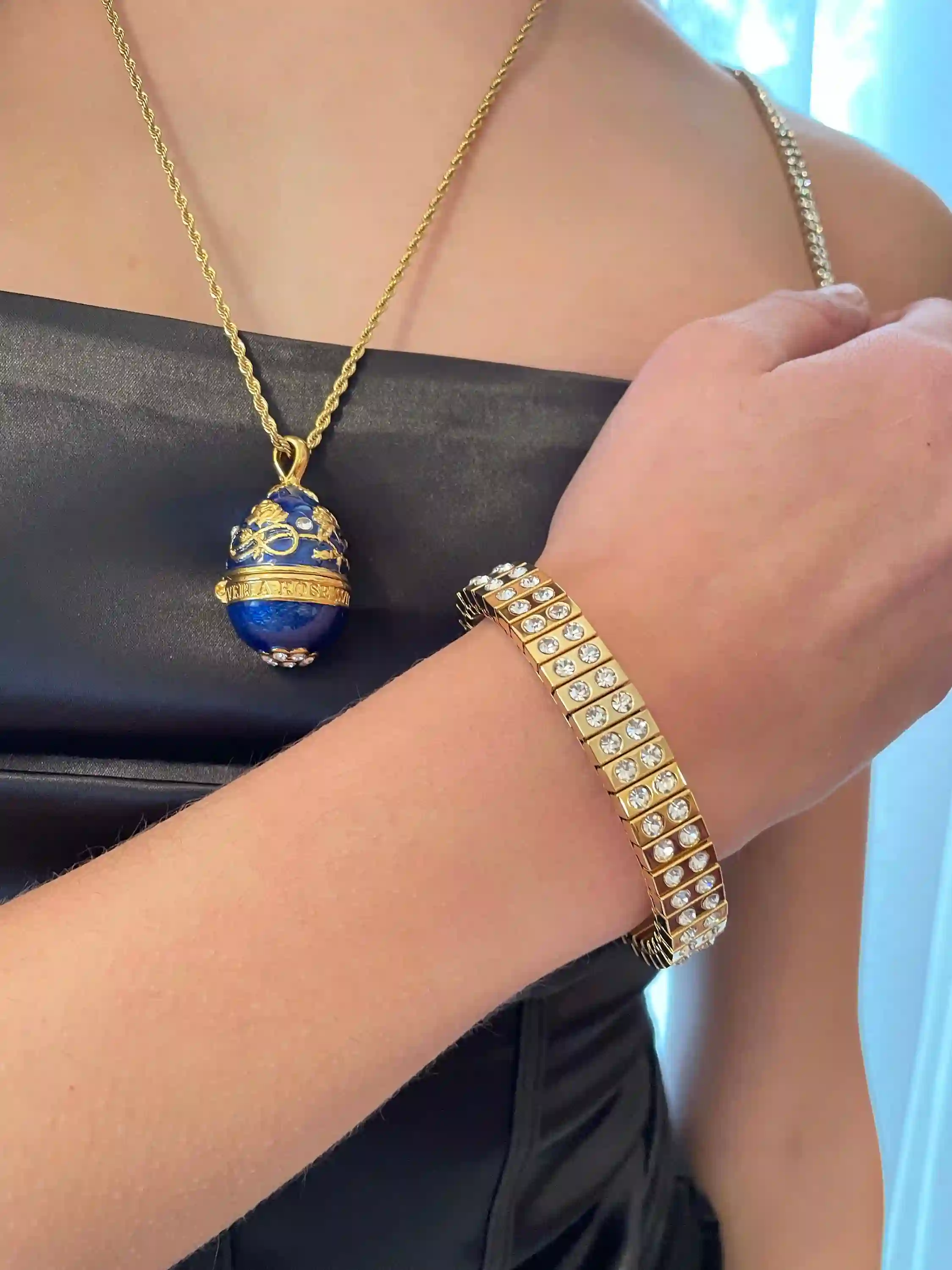 1993 Vintage Faberge-Style Egg style Music Blue Faberge Egg Collectors Box Natural Hand Carved Egg Faberge Egg Sapphire 24k GOLD gift for Birthday 