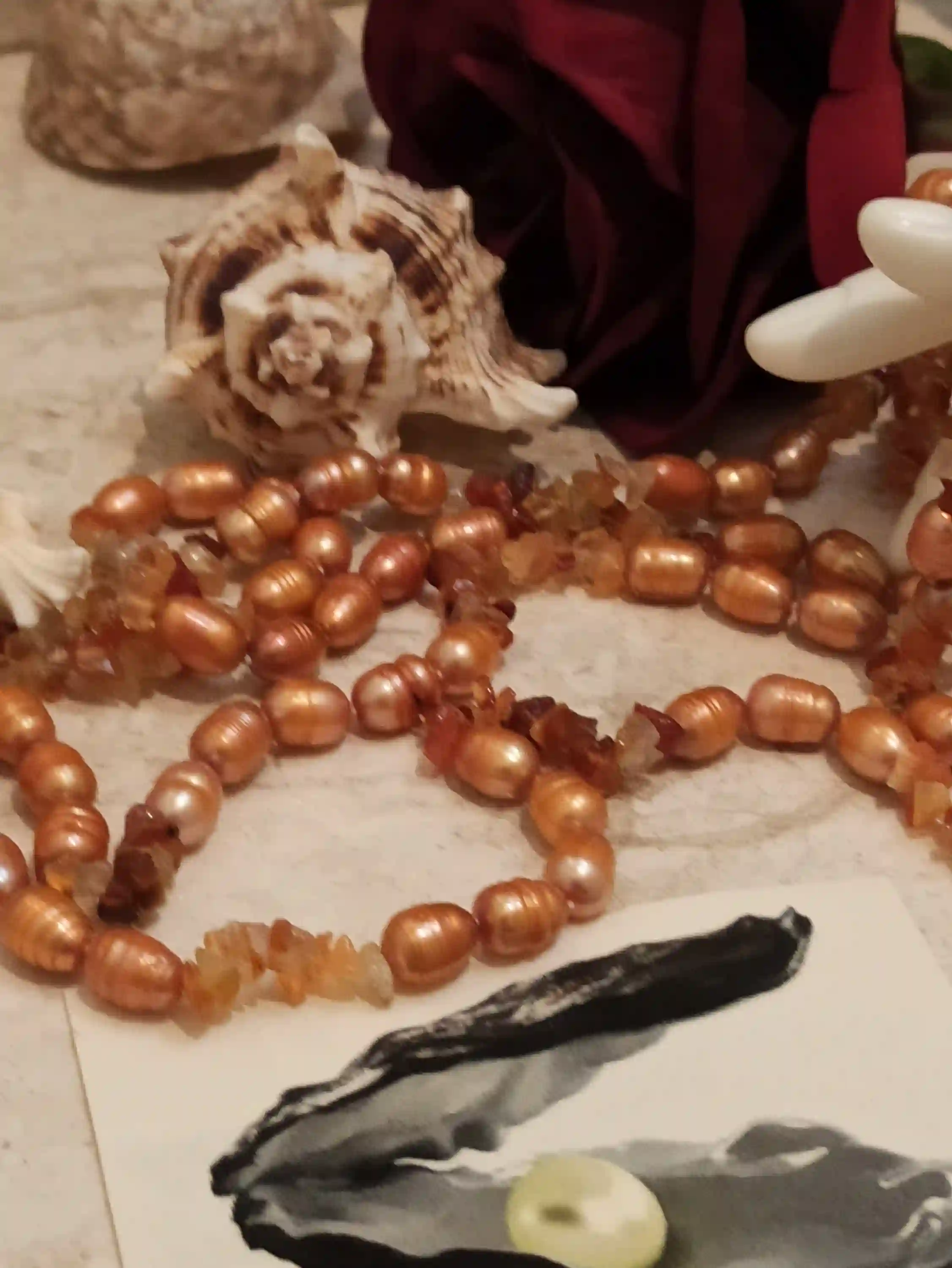 Coral Freshwater Pearl Necklace 48