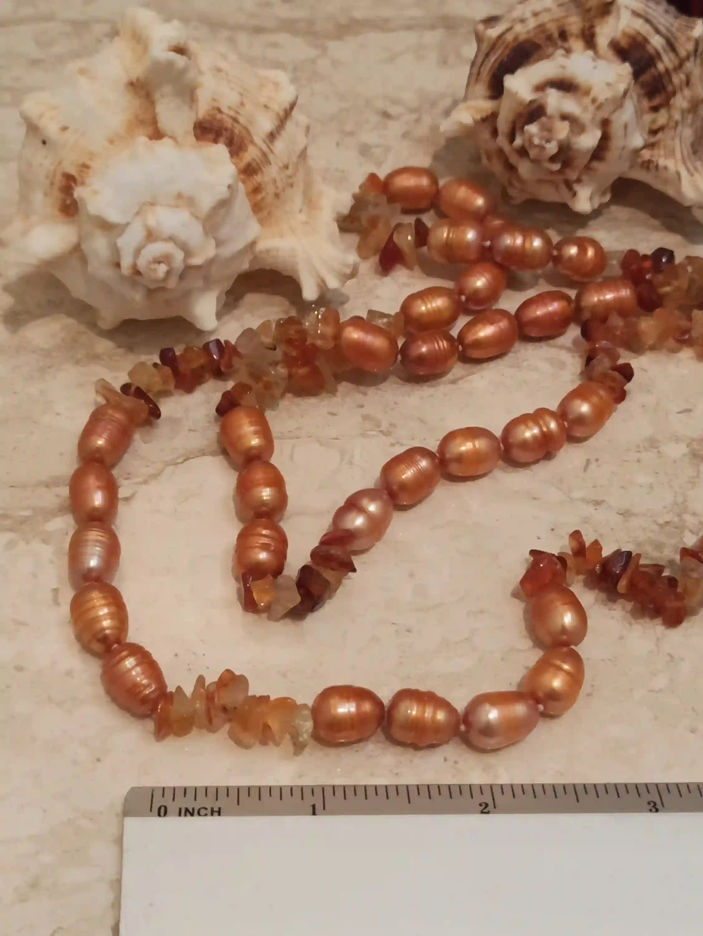 Coral Freshwater Pearl Necklace 48
