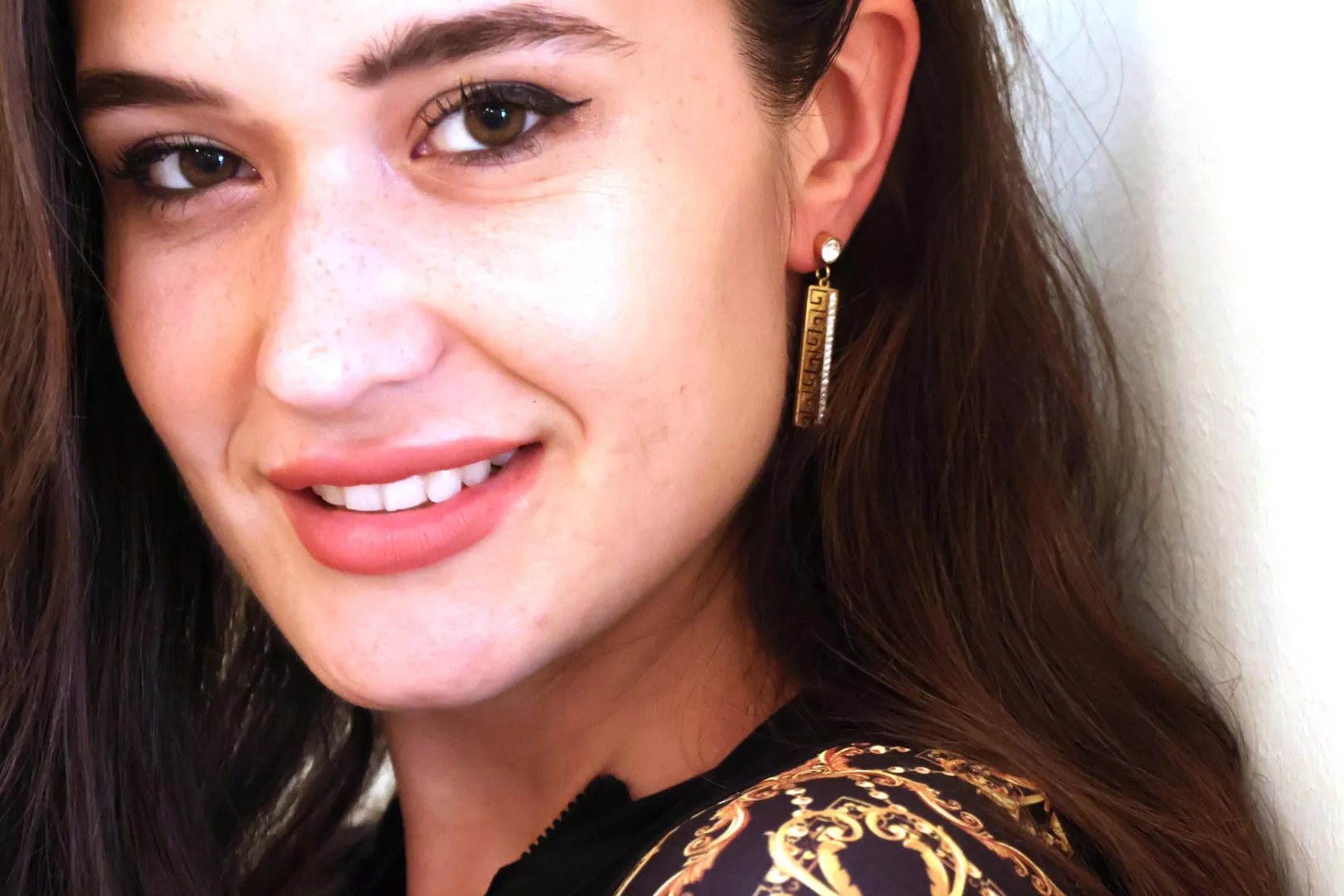 18k Yellow Gold Greek Key Design Diamond Meander Earrings Greek Key Drop Earrings Greek Key Pattern Jewelry 42 Austrian Crystal Diamonds