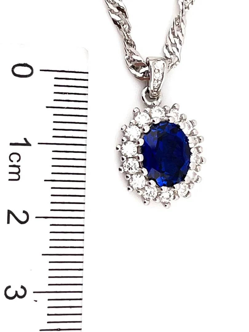 3.3ct Certified Natural Sapphire Diamond Necklace, Sapphire Diamond Pendant, Sapphire 2ct Diamond Pendant, Designer Jewelry, 18k Gold Handmade.
