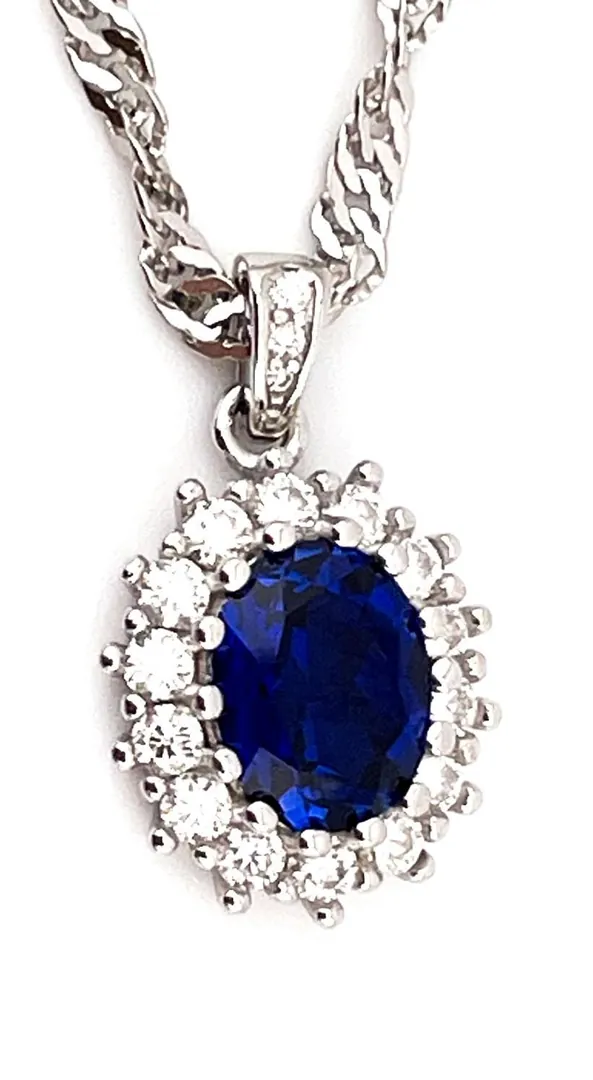 3.3ct Certified Natural Sapphire Diamond Necklace, Sapphire Diamond Pendant, Sapphire 2ct Diamond Pendant, Designer Jewelry, 18k Gold Handmade.