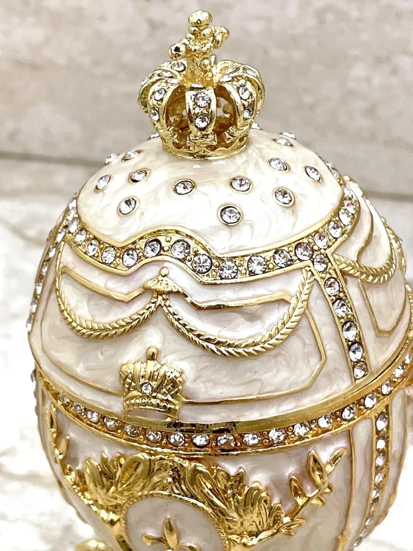 GOLD Designer Perla Faberge Egg Jewelry Box Home Decor Easter Egg Fabergé Egg Trinket Box Decorative Boxes Faberge Style Swarovski HANDMADE