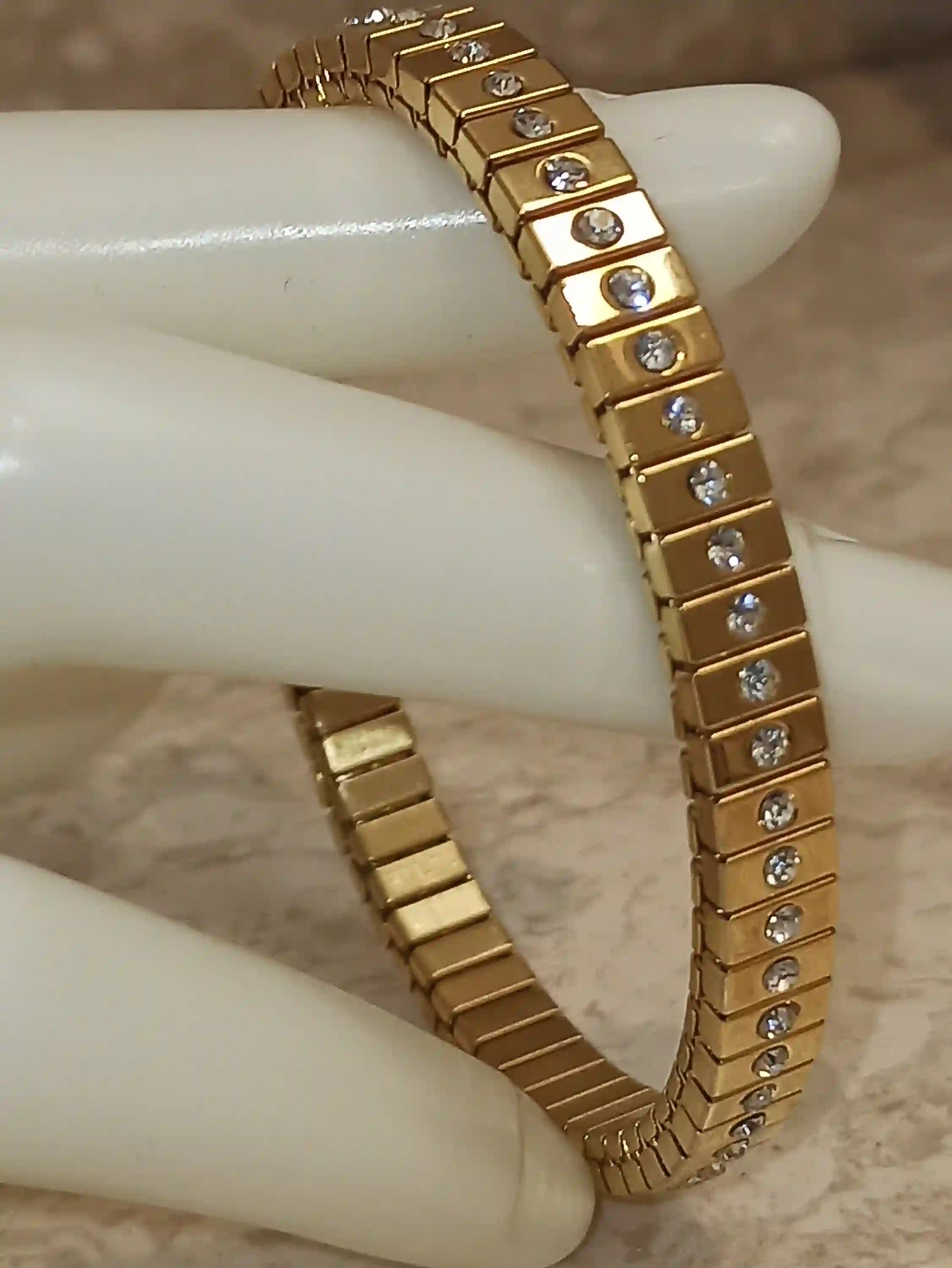 24k Gold bracelet women 1.2ct Swarovski Diamond Gold Bridal Shower Gift Swarovski bracelet stretch Gold Statement Jewelry Her Birthday gifts 