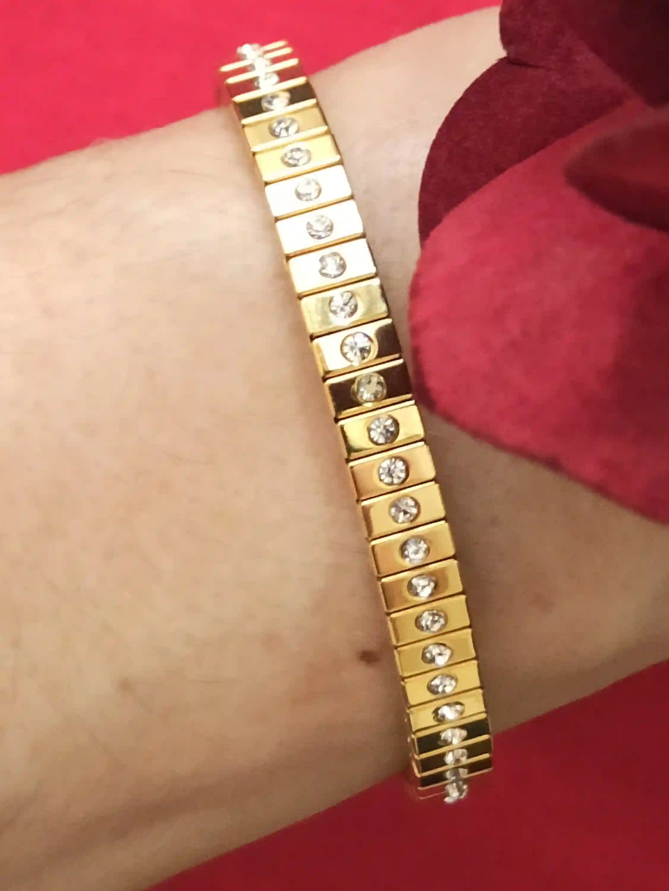 24k Gold bracelet women 1.2ct Swarovski Diamond Gold Bridal Shower Gift Swarovski bracelet stretch Gold Statement Jewelry Her Birthday gifts 