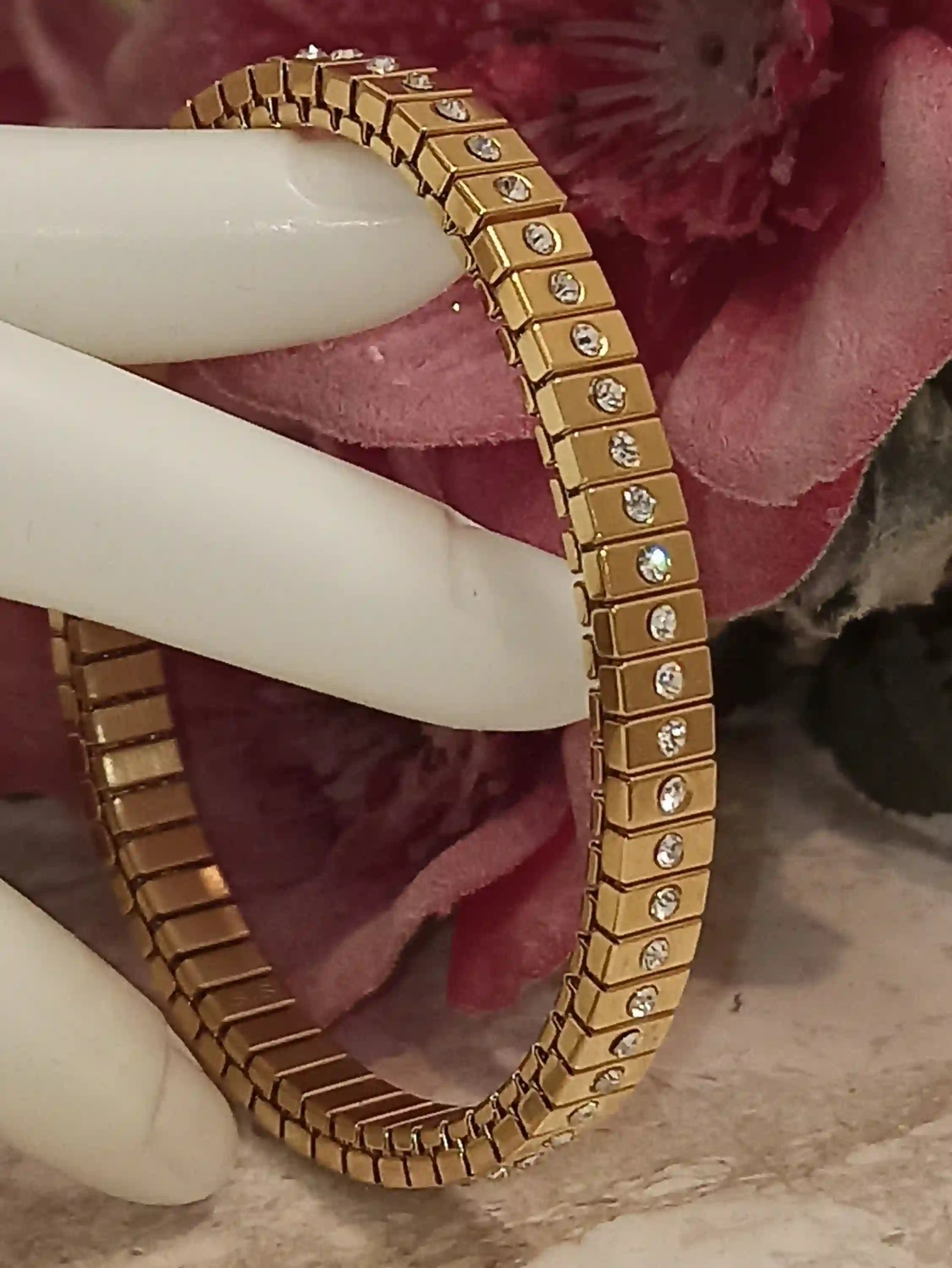 24k Gold bracelet women 1.2ct Swarovski Diamond Gold Bridal Shower Gift Swarovski bracelet stretch Gold Statement Jewelry Her Birthday gifts 