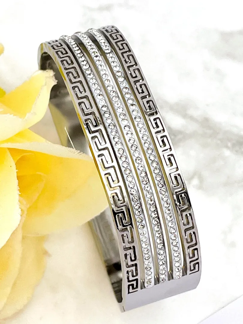 16mm Bracelet Greek Jewelry 18k Rose Gold Bracelet Infinity Bangle Bracelet Ancient Greek Key Jewelry Meander Bracelet Anniversary Gift