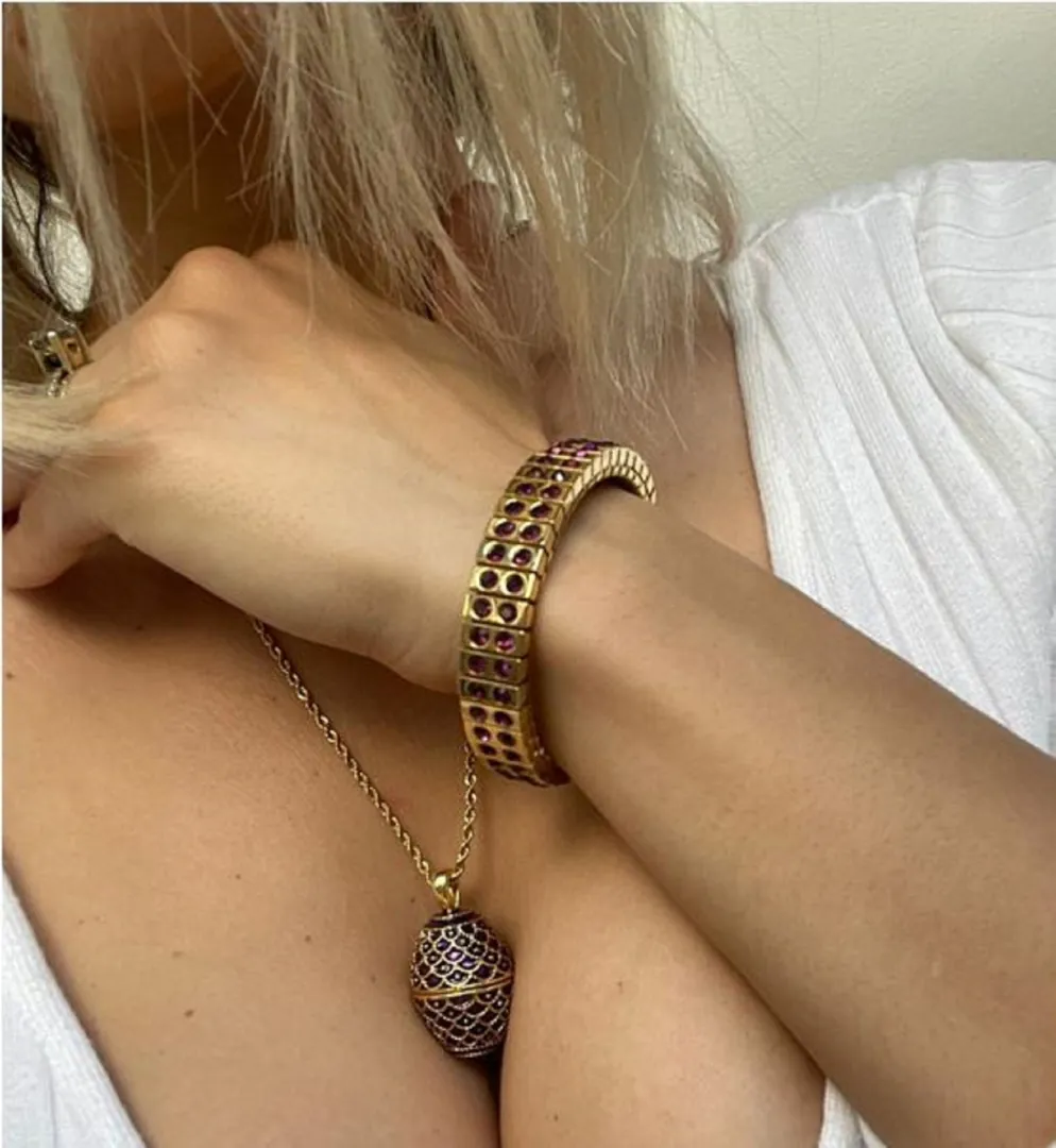 Artisan Faberge Egg Necklace & Bracelet Amethyst Fabergé Egg Style Jewelry 24k Gold Swarovski February 6th Wedding Anniversary Wife Birthday