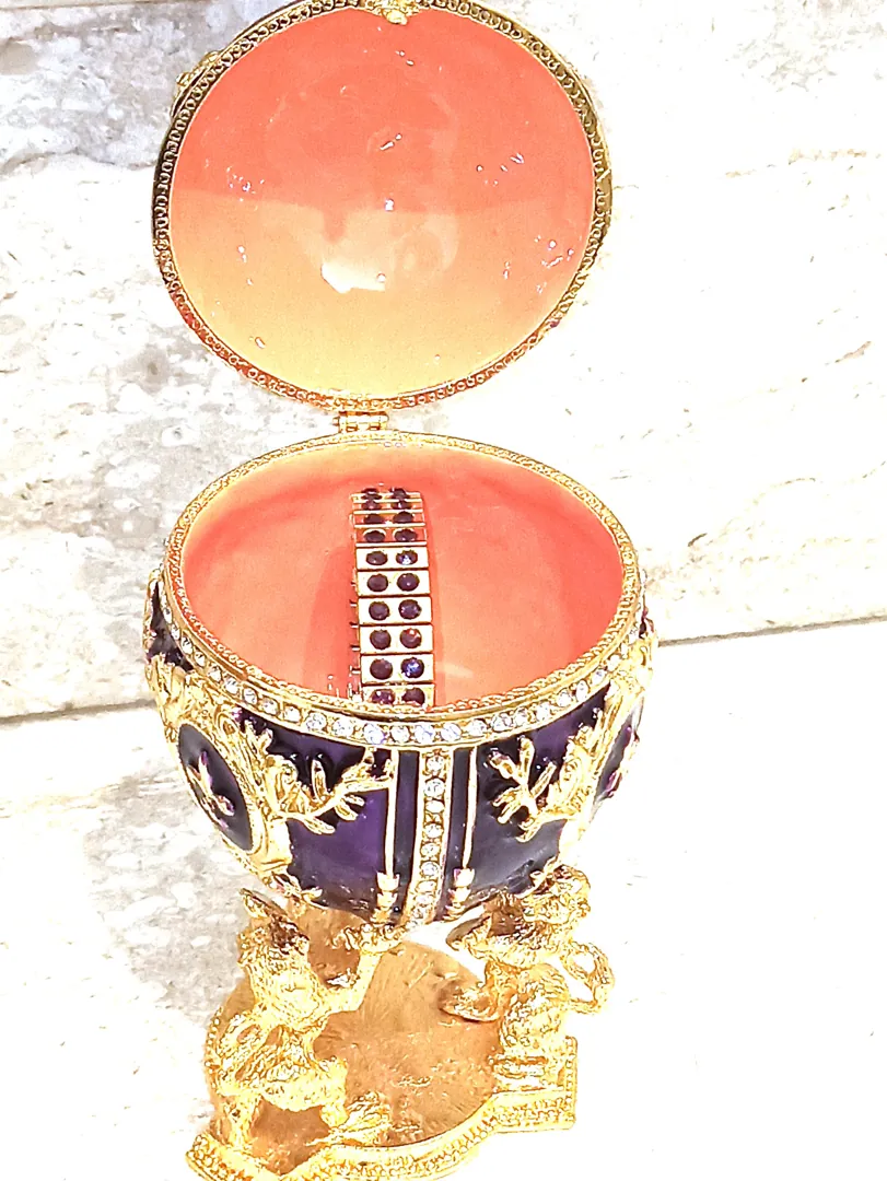 Mourning Sympathy Fabergé Egg Condolence Gift Pure Gold Decor Fabergé Jewelry Box 200 Swarovski Handmade Widow Loss of Husband Remembrance