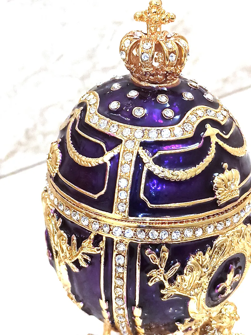 Mourning Sympathy Fabergé Egg Condolence Gift Pure Gold Decor Fabergé Jewelry Box 200 Swarovski Handmade Widow Loss of Husband Remembrance
