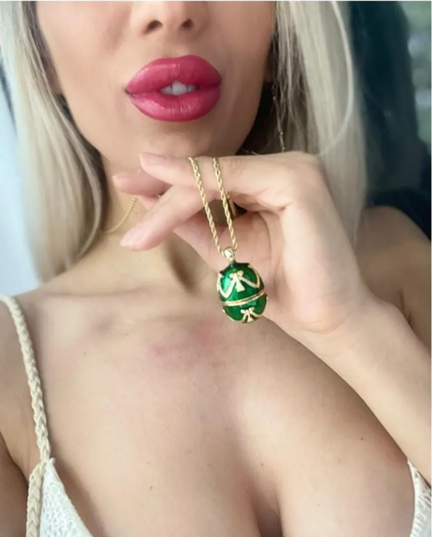 August Birthstone Birthday Gift For Her Faberge Egg Necklace & Bracelet Peridot Birthstone August Birth Jewelry 24k Gold Designer Jewelry