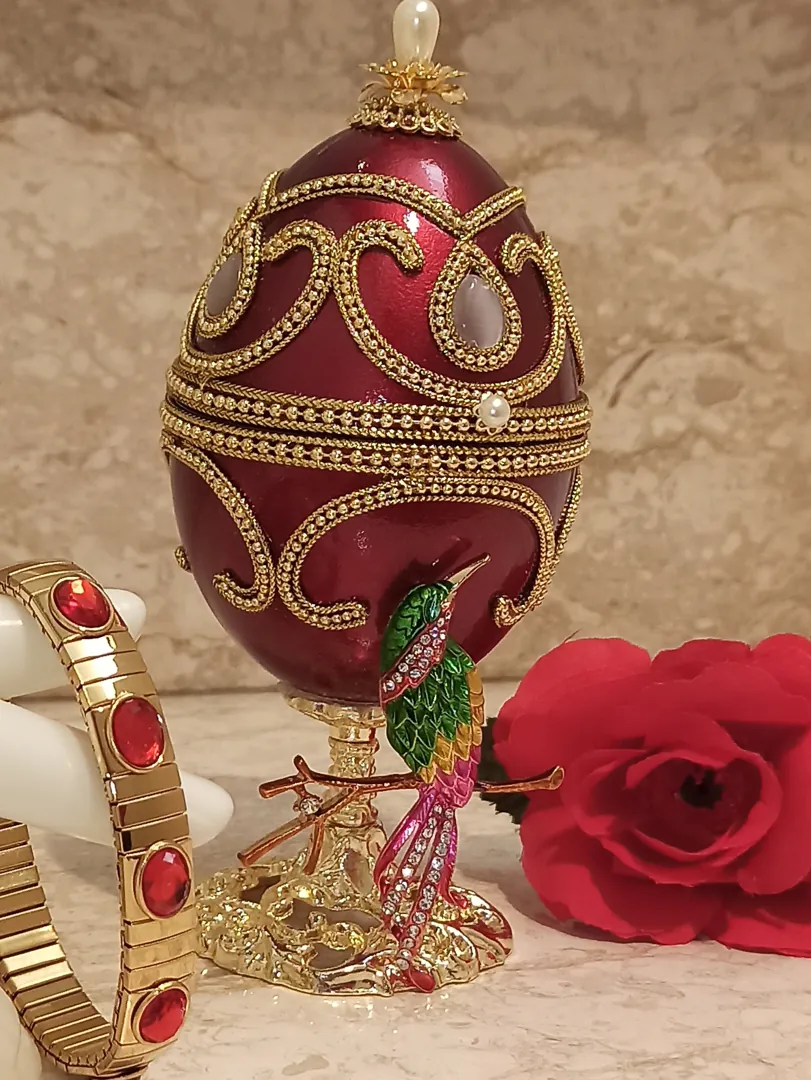 Fabergé Egg Bird of Happiness Trinket, Mother's Day Gift, Fabergé Egg Music Box, Mother's Day Trinket Box, Jewelry Box for Mother, Mom Bird Gift