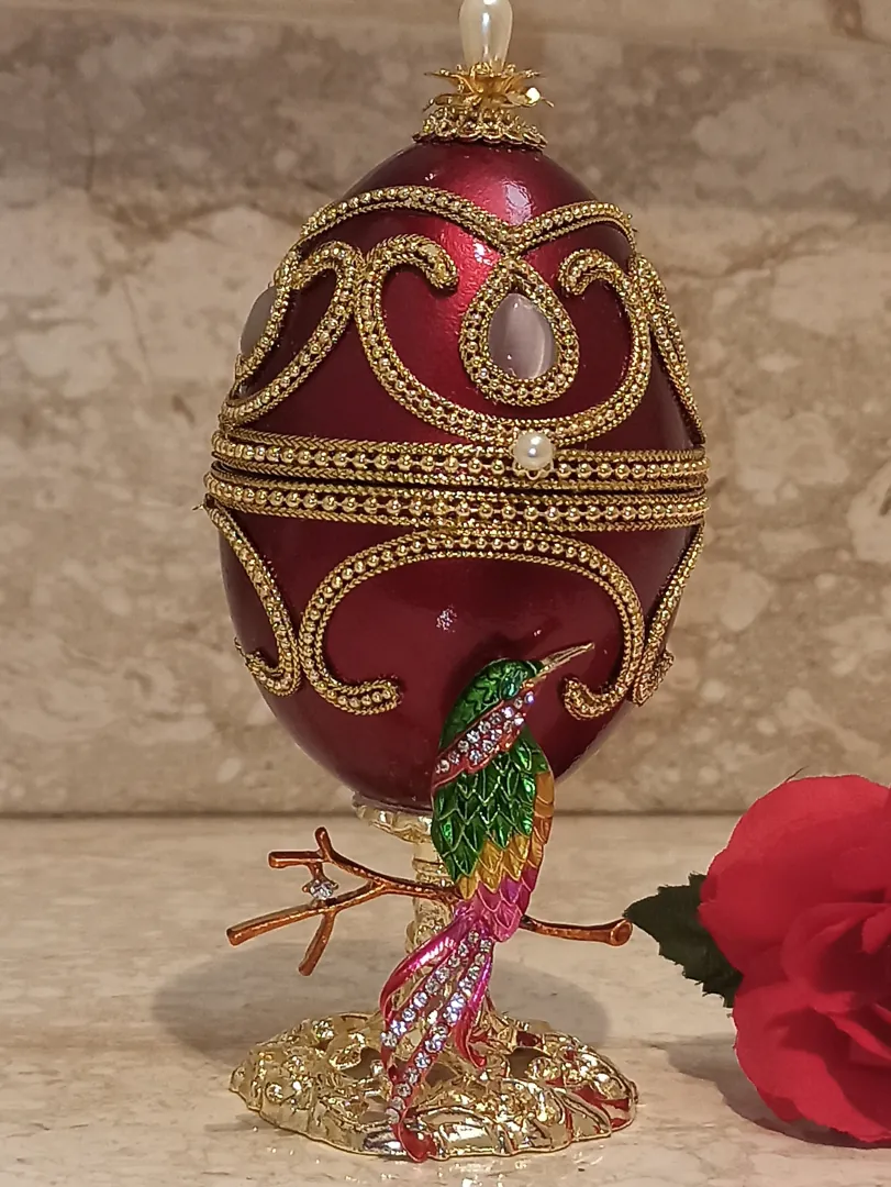 Fabergé Egg Bird of Happiness Trinket, Mother's Day Gift, Fabergé Egg Music Box, Mother's Day Trinket Box, Jewelry Box for Mother, Mom Bird Gift