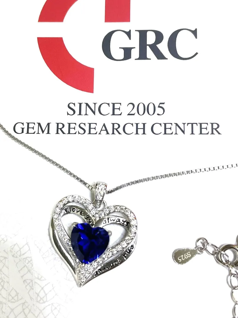 3.2ctw Natural Sapphire Heart Necklace Diamond Pendant Sapphire Jewelry Gift for Her September Birthstone Love Pendant 18k Gold Silver Birthday