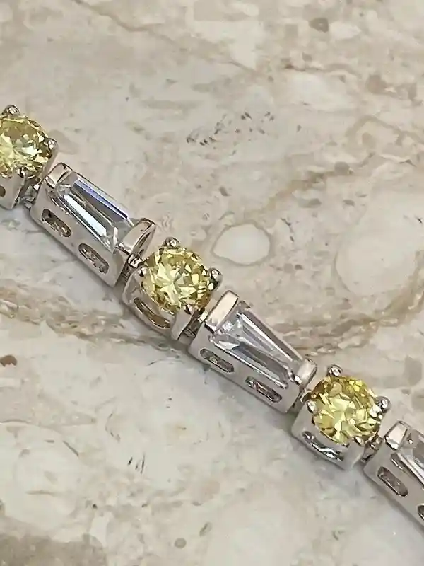 Citrine Bracelet, Diamond Bracelet, Tennis Bracelet, Handmade Bracelet, Gemstone bracelet, Birthstone Bracelet, Women Bracelet, Gift for Her 