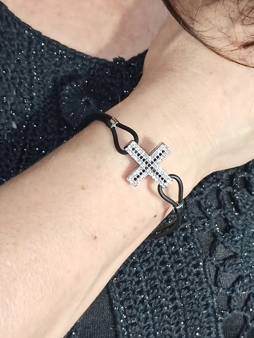 SILVER Modern CROSS Necklace set for women Swarovski Diamonds 1.64ct / Christian Jewelry / Cross Pendant Necklace Bracelet Earrings Silver Gift