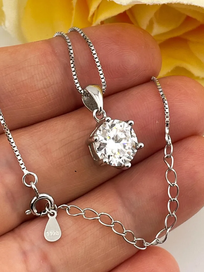 3ct Certified Diamond Necklace Floating Diamond Pendant Solitaire Diamond Necklace Jewelry Bridal Shower Gift for Bride to Be Fiancée Wife Mom