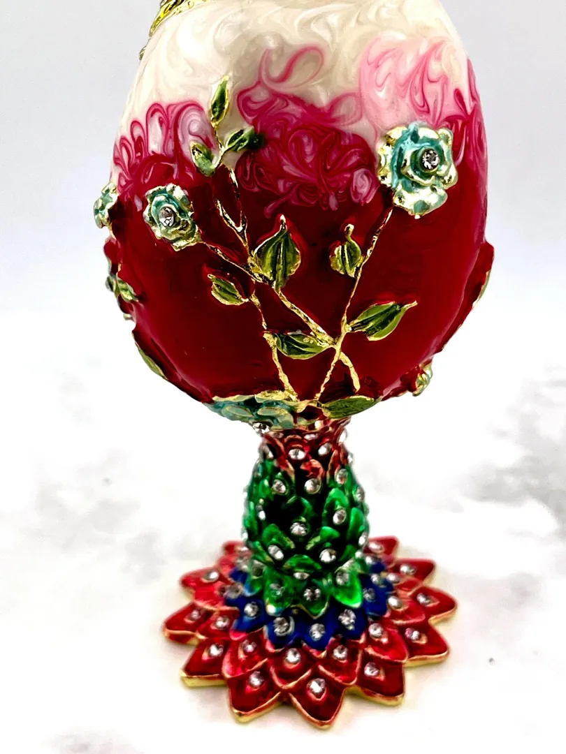 PEACOCK  Pierre Lorren Green Faberge Easter Eggs Russian Faberge Style Swarovski Pure Gold Handmade Son Graduation Wisdom Good Luck Boyfriend Gift
