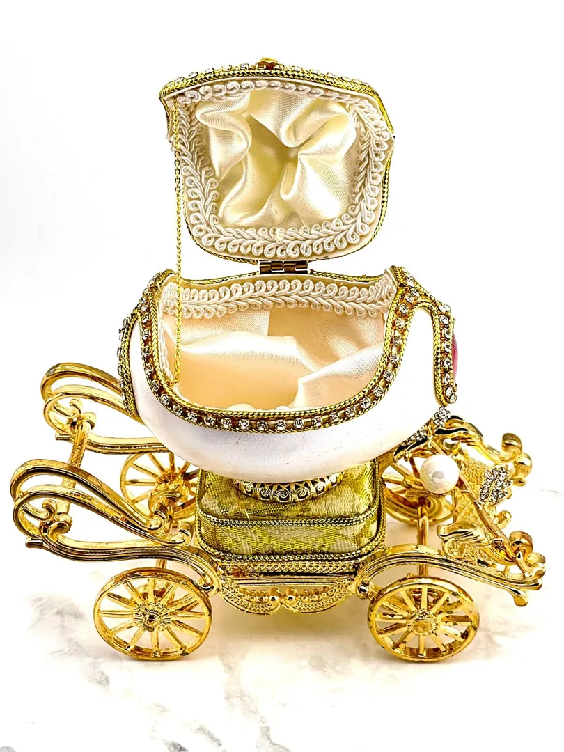 1985 Vintage Russian Faberge Egg Music Box Natural Fabergé Style Egg Pure Gold Decor Austrian Crystal Diamond Wedding Gift by Pierre Lorren